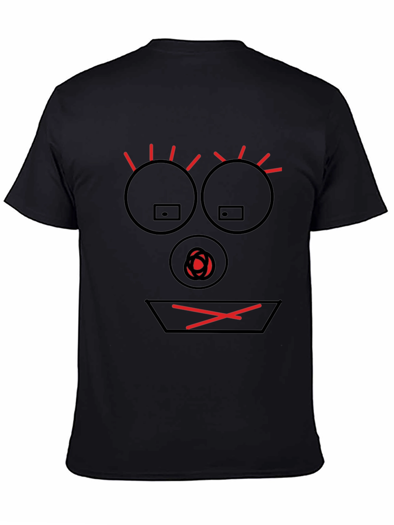 Abstract Face Graphic Tee - Black