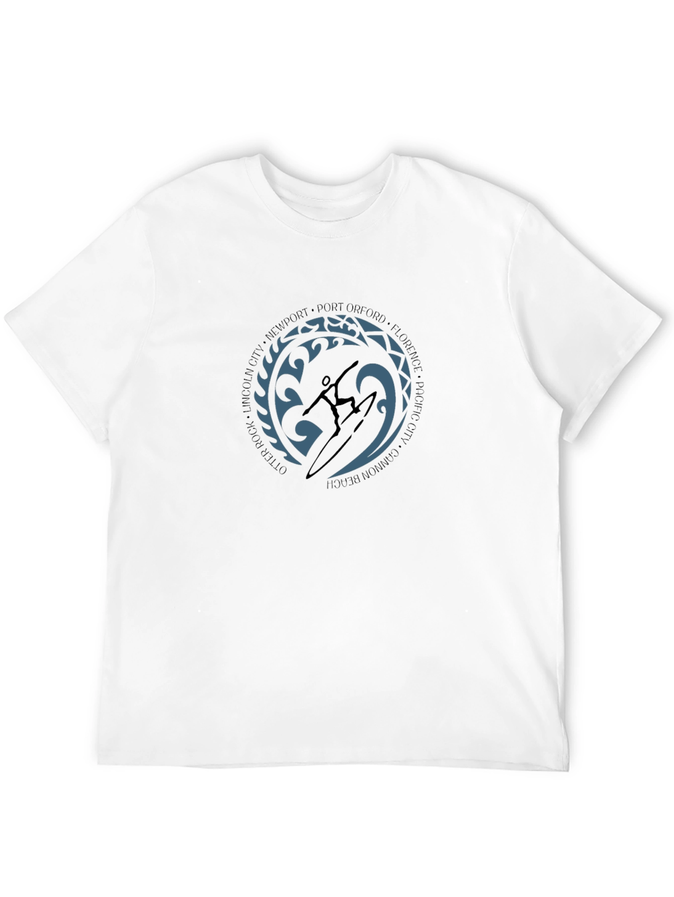 Surfer Graphic Black T-Shirt - Coastal City Design