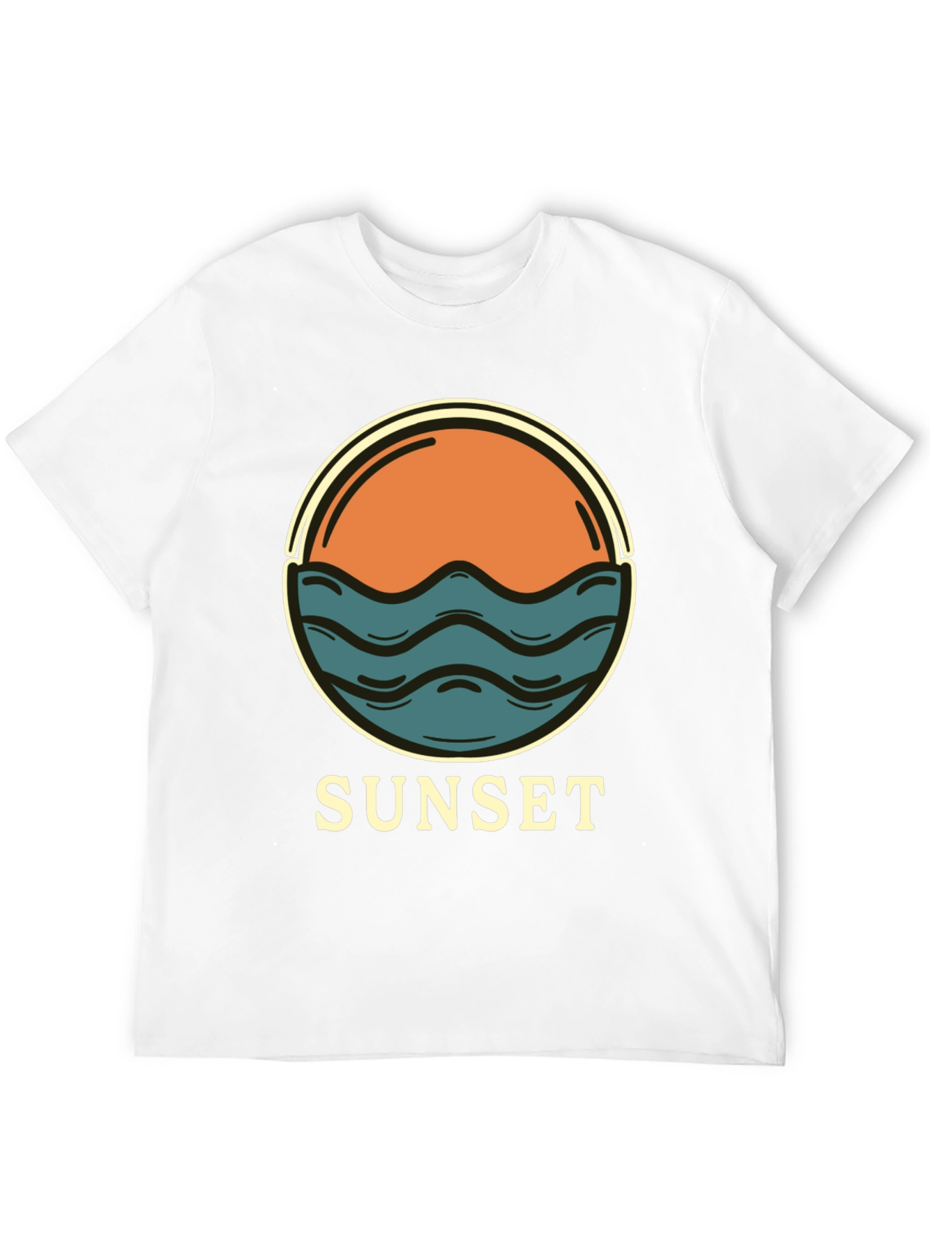 Sunset Graphic Tee - Retro Style Black T-Shirt