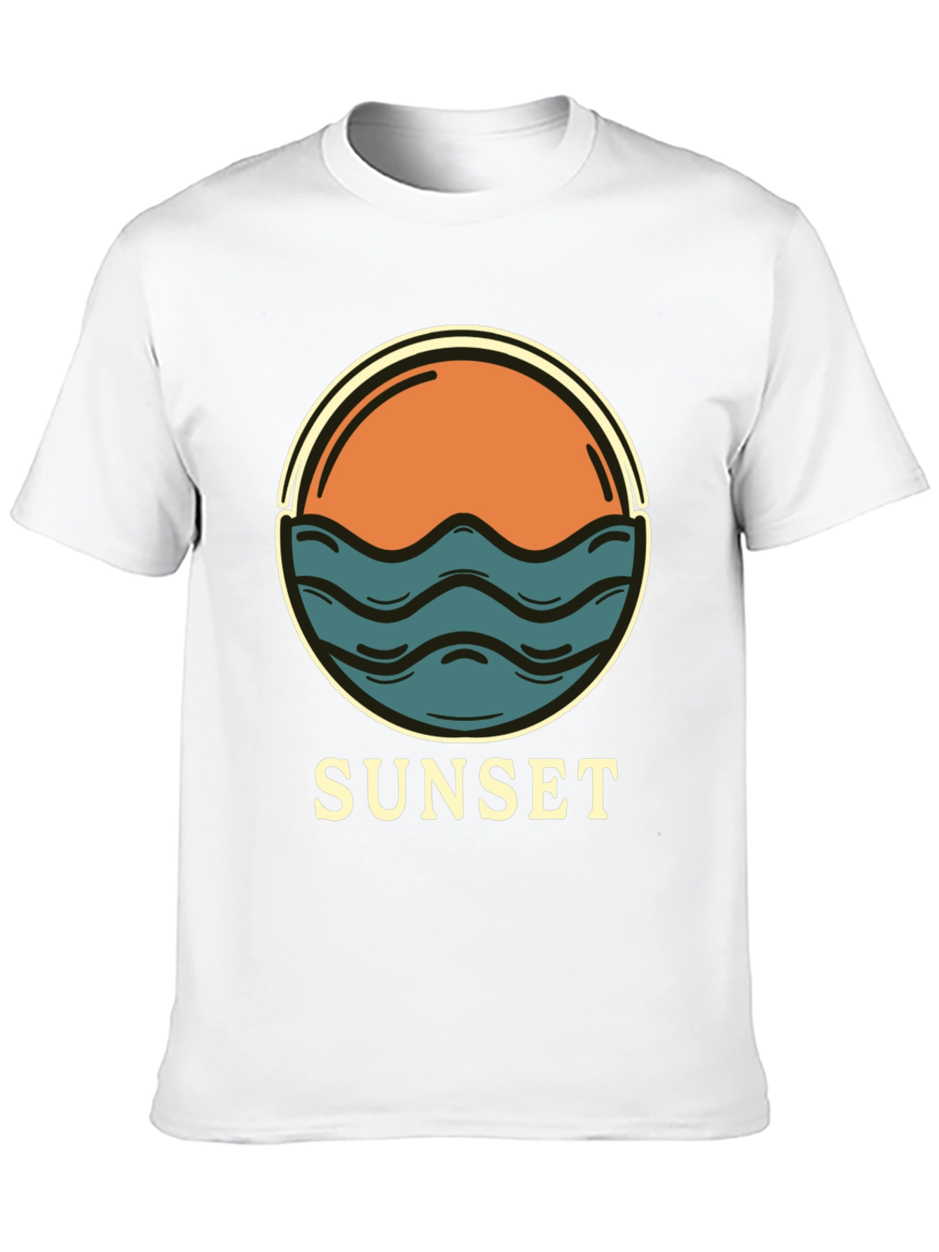 Sunset Graphic Tee - Retro Style Black T-Shirt