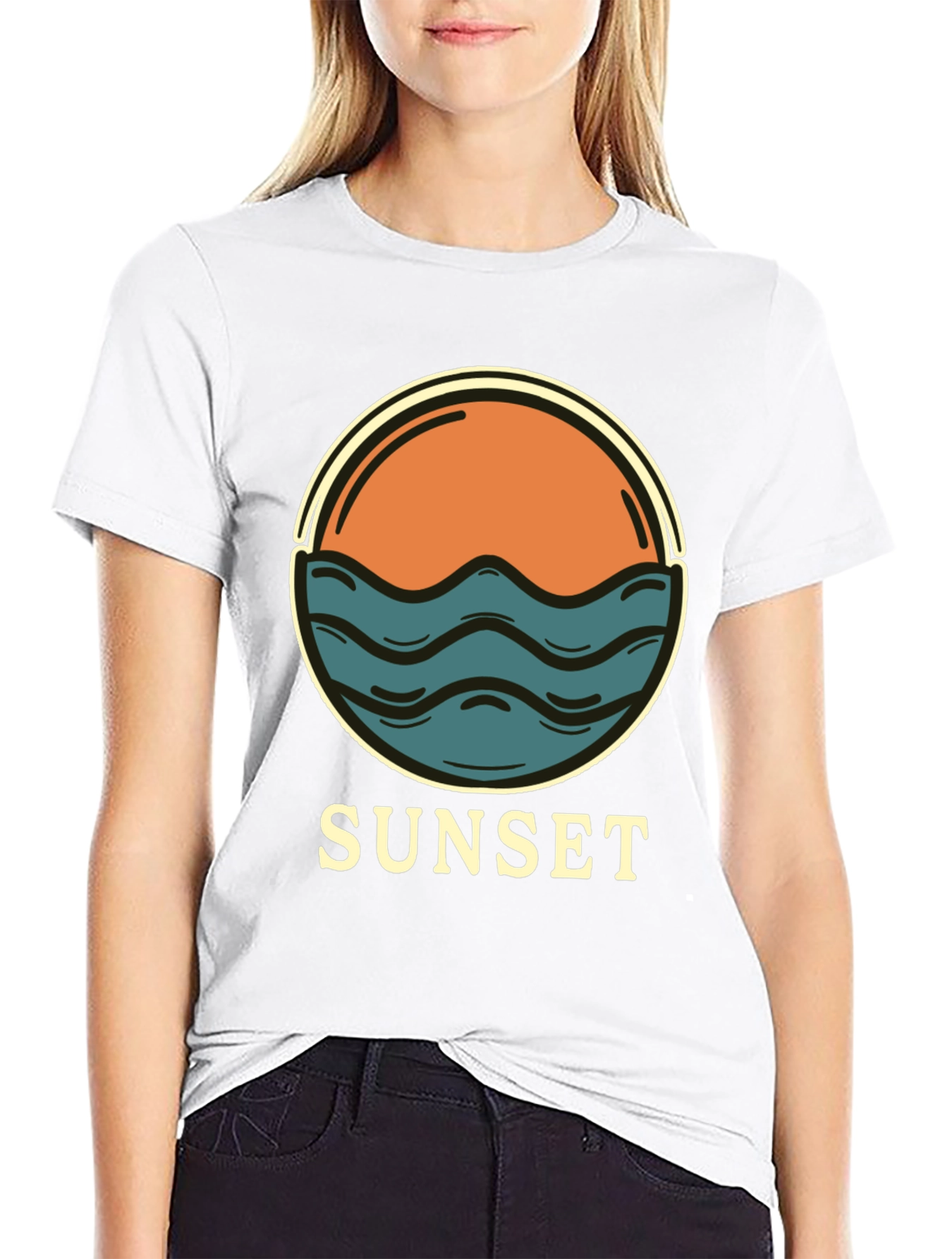 Sunset Graphic Tee - Retro Style Black T-Shirt