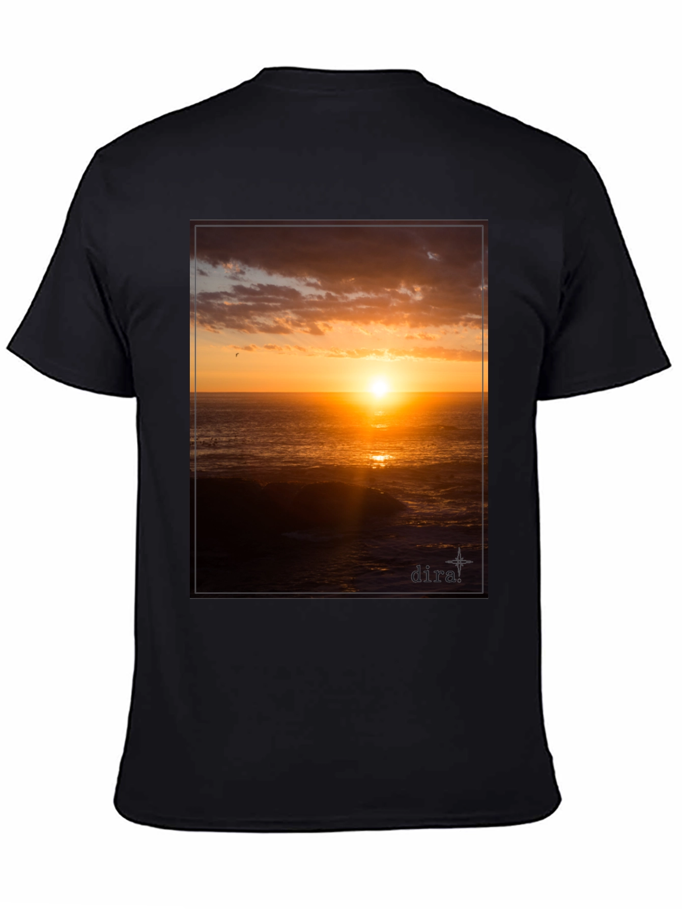 Sunset Ocean View Black T-Shirt