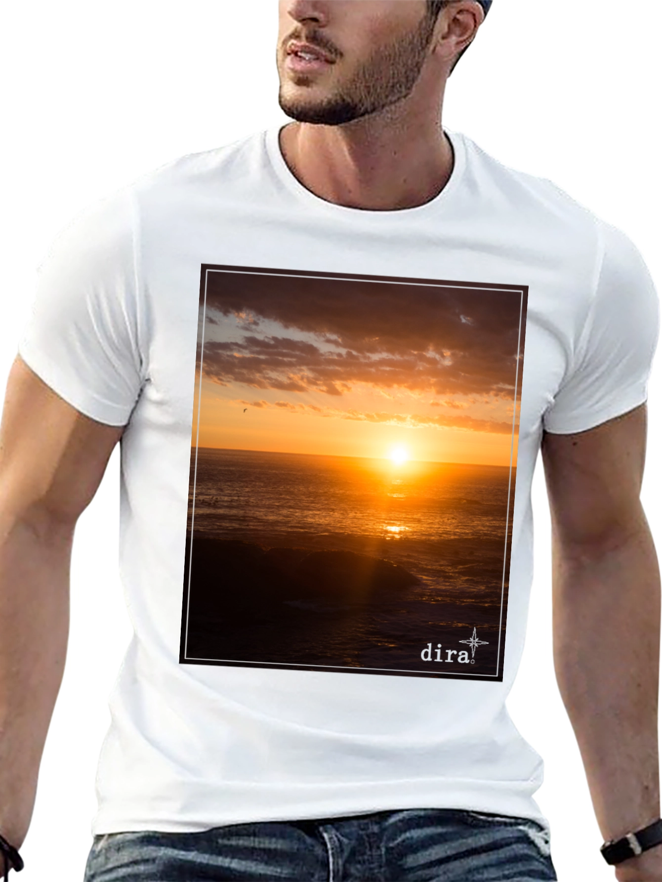 Sunset Ocean View Black T-Shirt