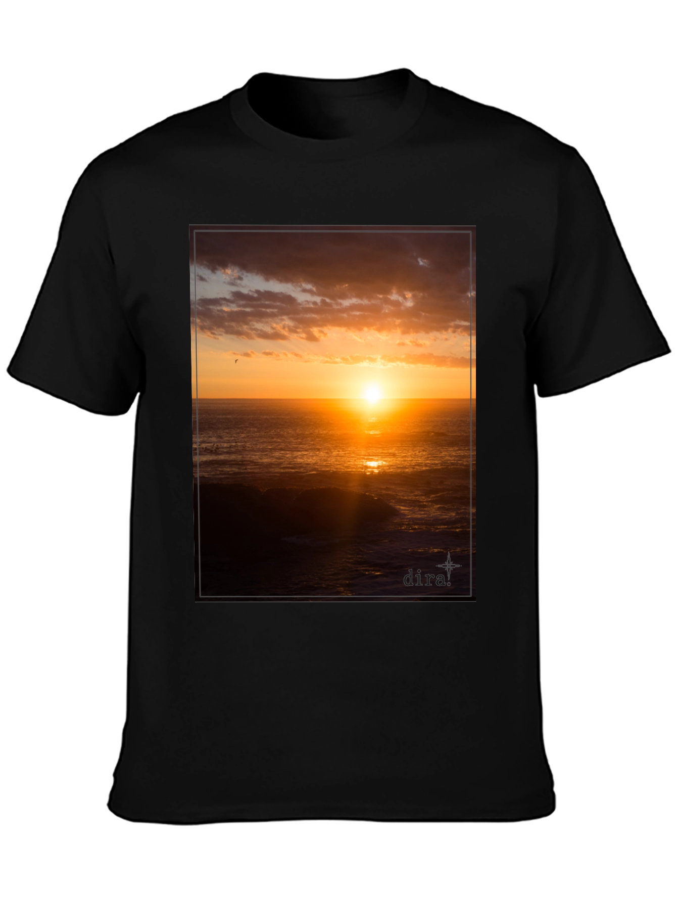 Sunset Ocean View Black T-Shirt