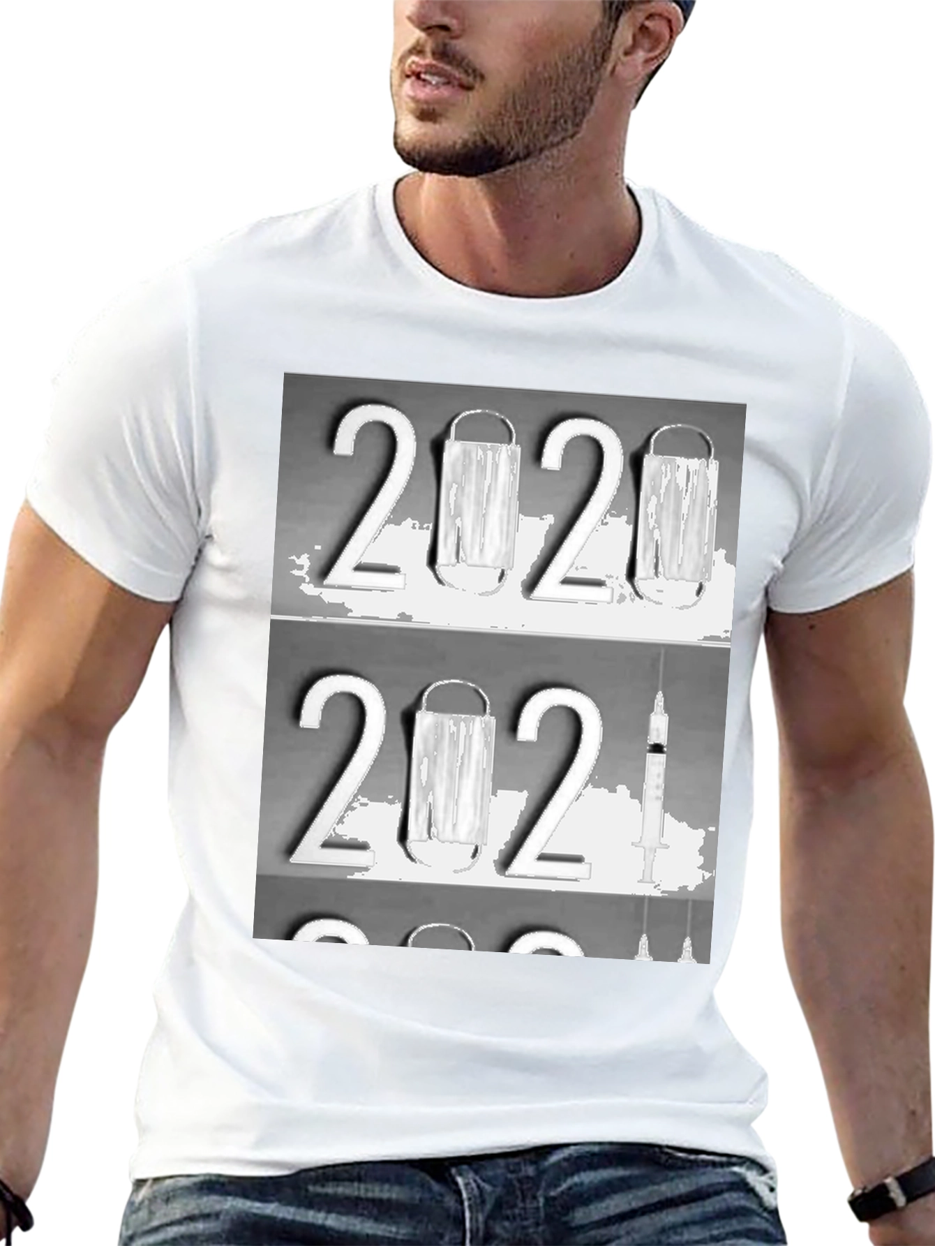 2020-2021 Face Mask and Vaccine Graphic T-Shirt