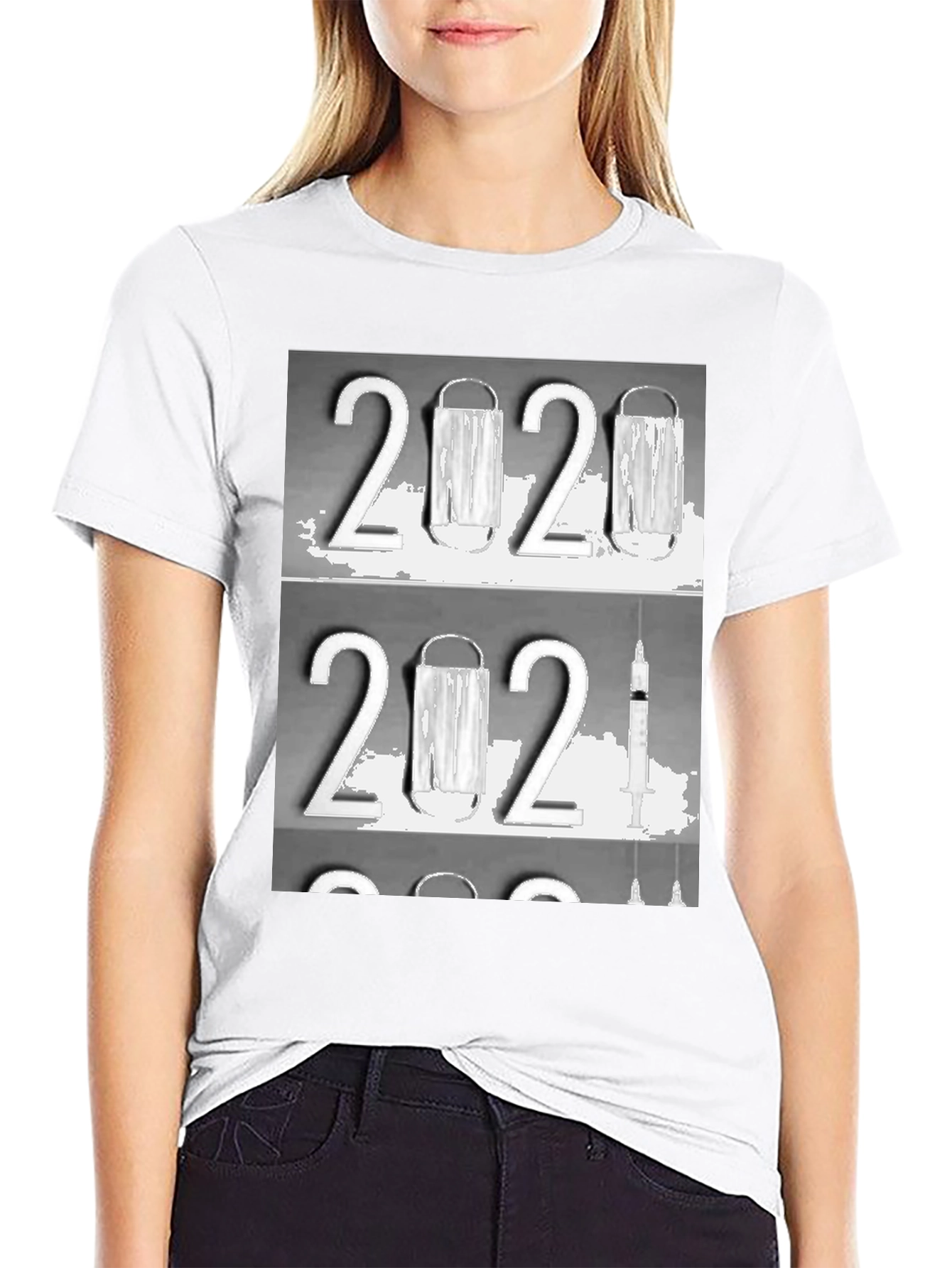 2020-2021 Face Mask and Vaccine Graphic T-Shirt