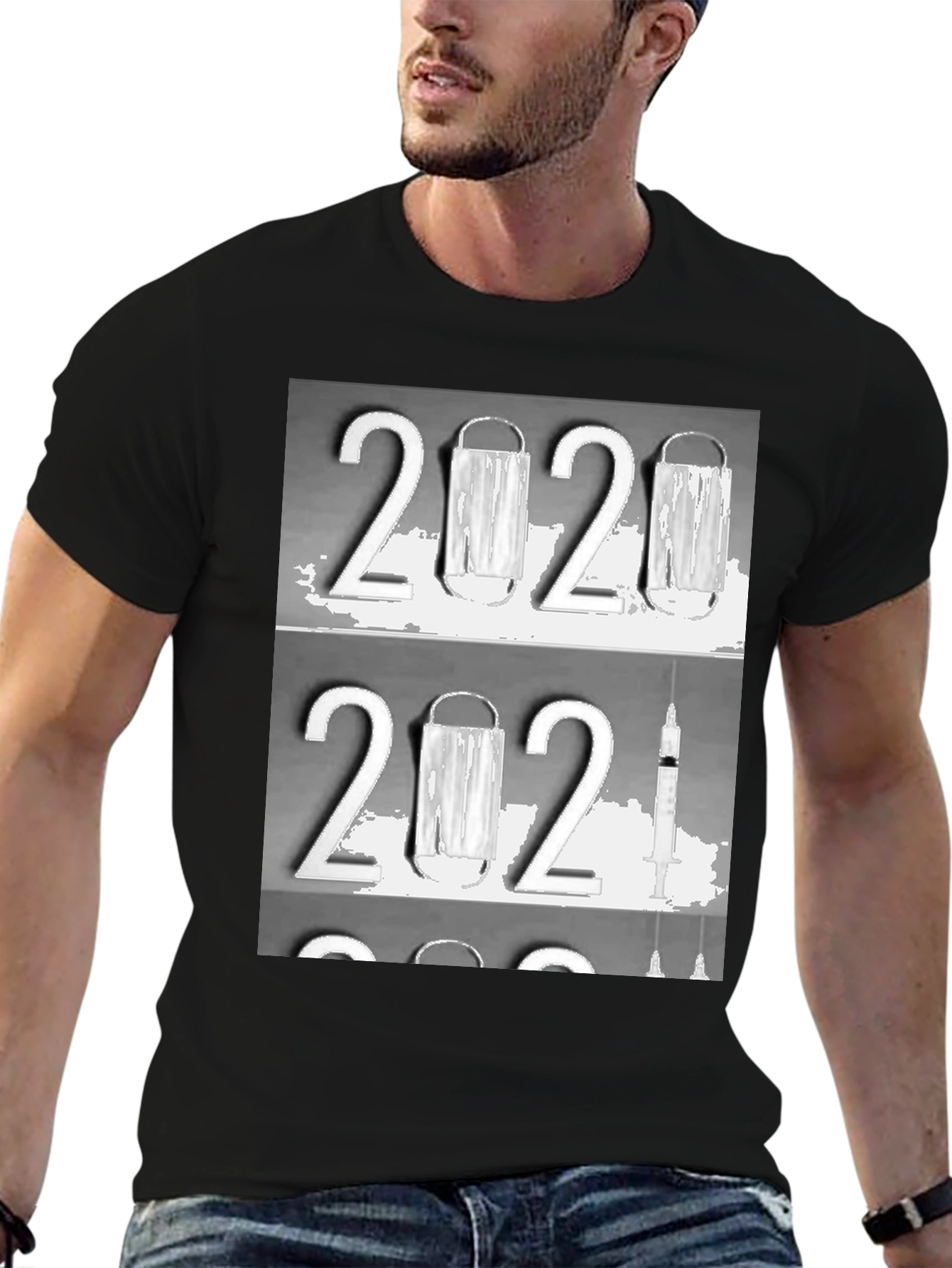 2020-2021 Face Mask and Vaccine Graphic T-Shirt