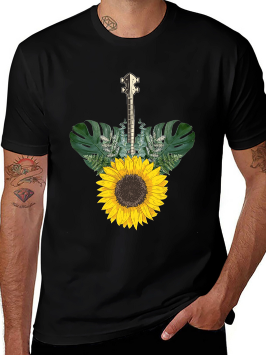 Sunflower Guitar T-Shirt - Black Cotton Tee