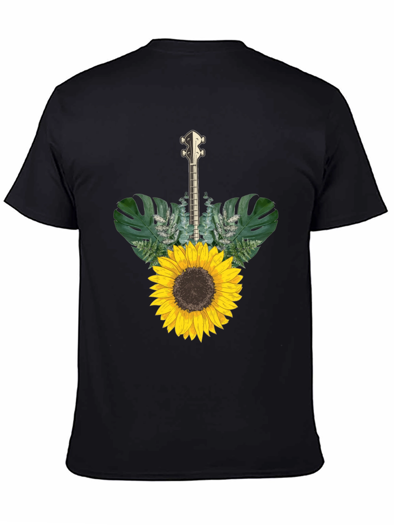 Sunflower Guitar T-Shirt - Black Cotton Tee