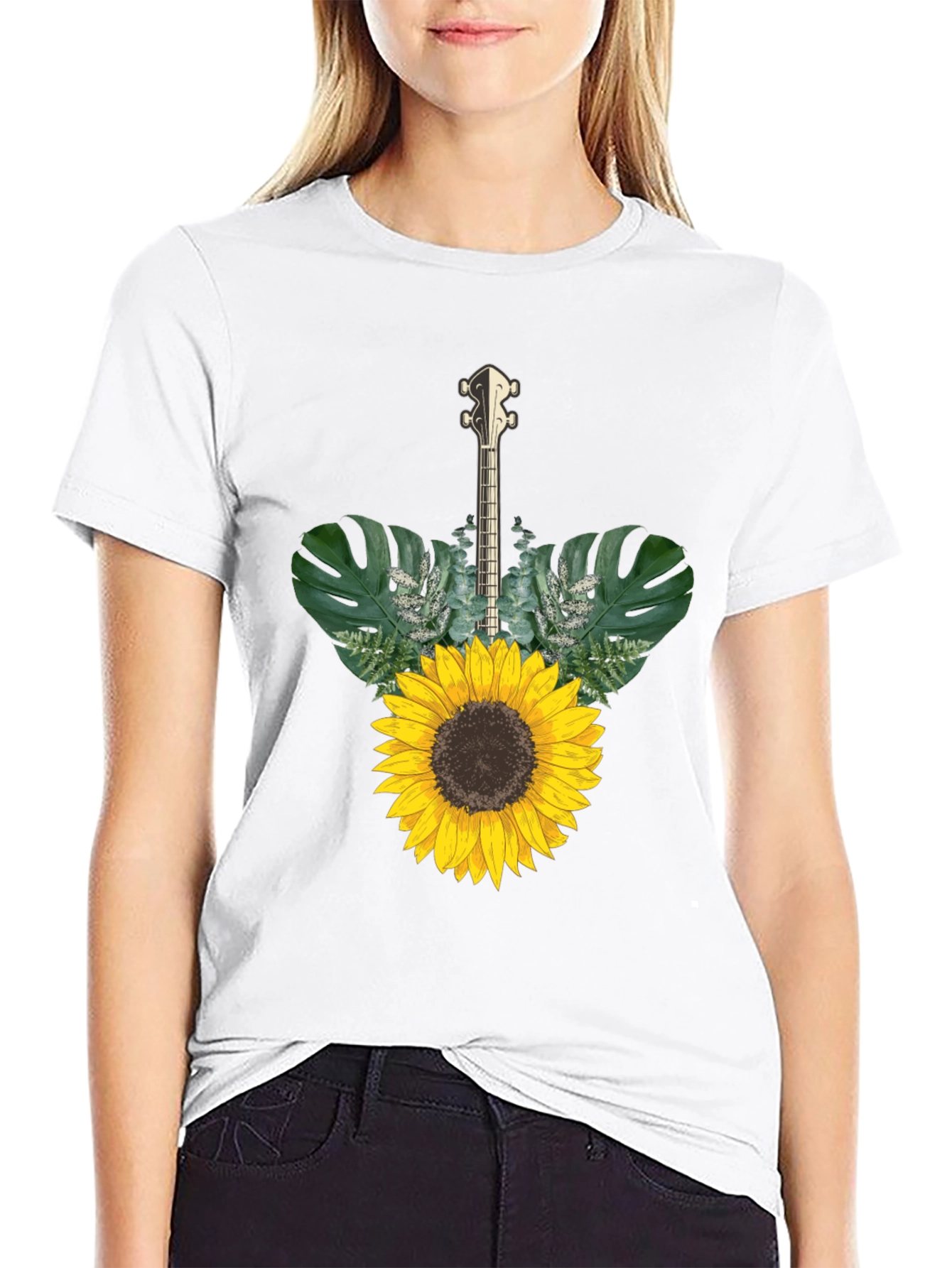 Sunflower Guitar T-Shirt - Black Cotton Tee