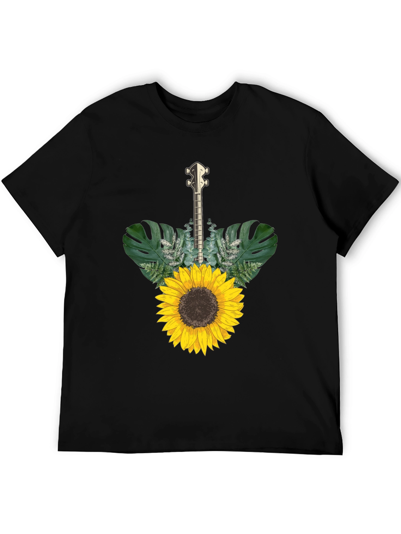 Sunflower Guitar T-Shirt - Black Cotton Tee