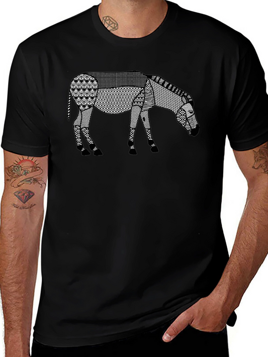 Abstract Donkey Graphic Tee - Modern Art Shirt