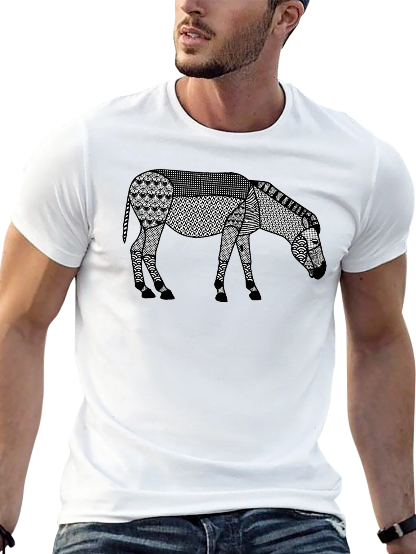 Abstract Donkey Graphic Tee - Modern Art Shirt