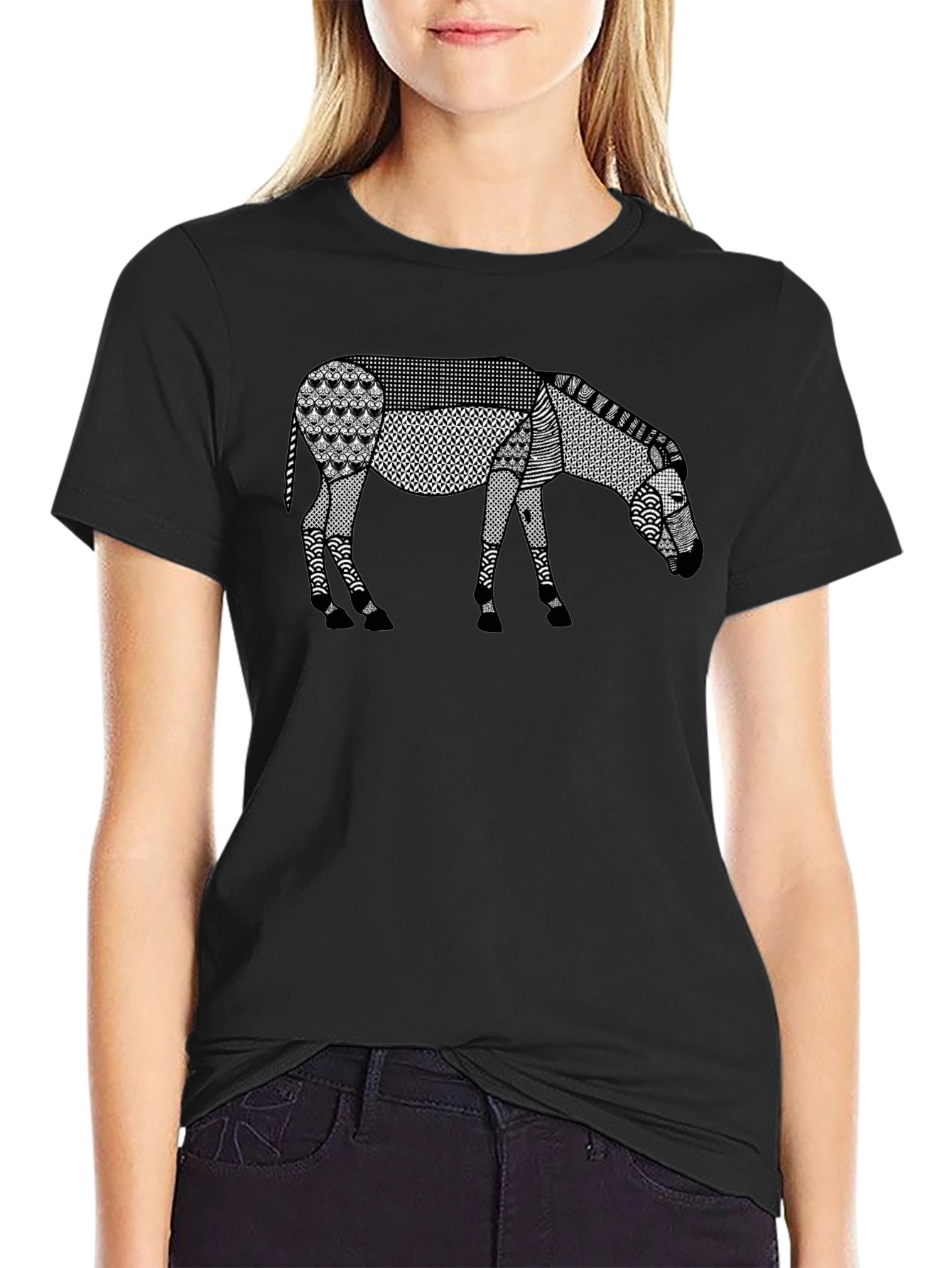 Abstract Donkey Graphic Tee - Modern Art Shirt