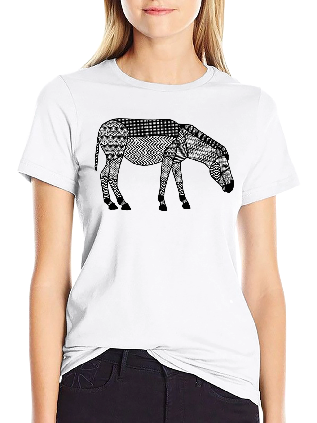 Abstract Donkey Graphic Tee - Modern Art Shirt