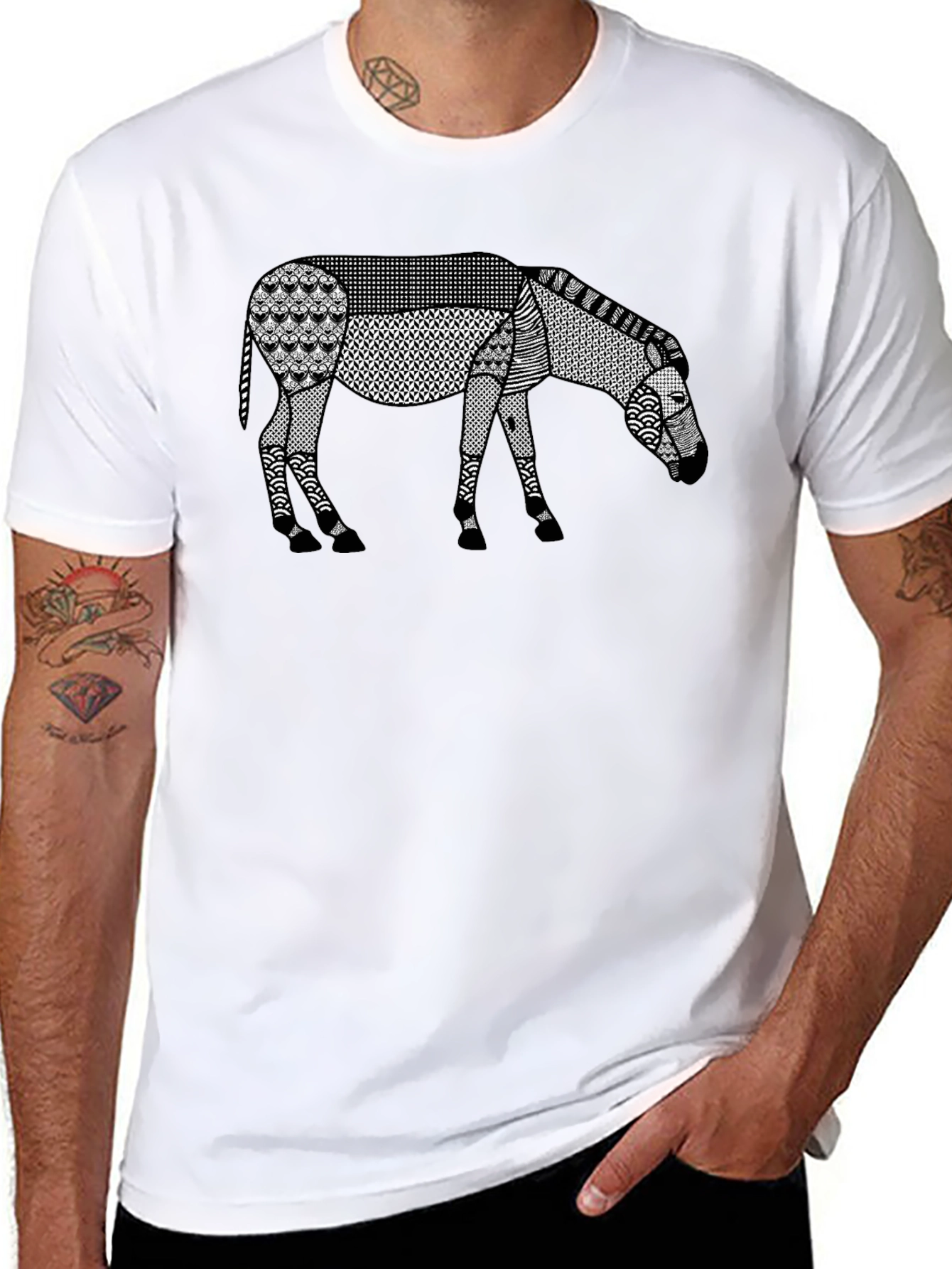 Abstract Donkey Graphic Tee - Modern Art Shirt