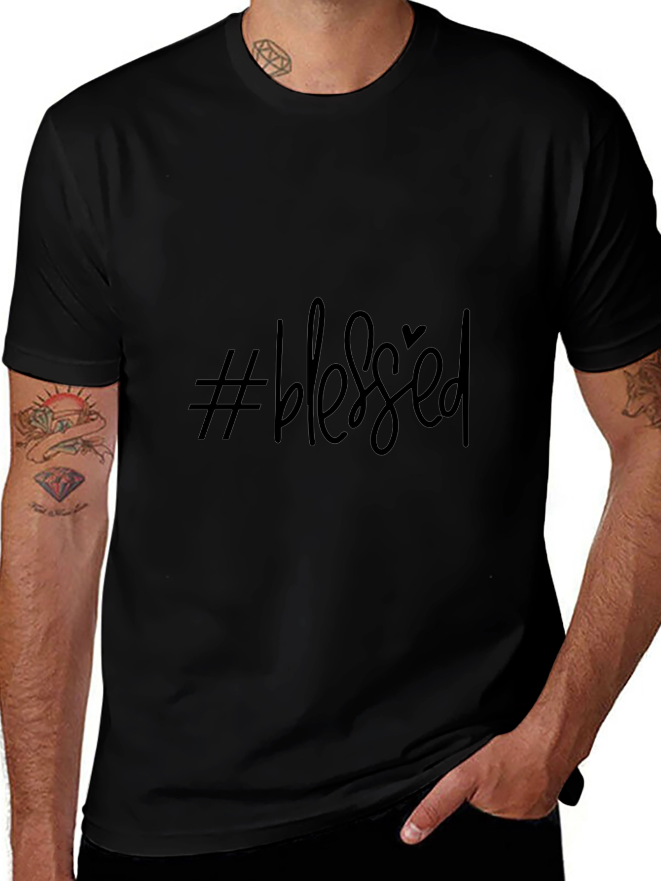 #Blessed Black Graphic T-Shirt