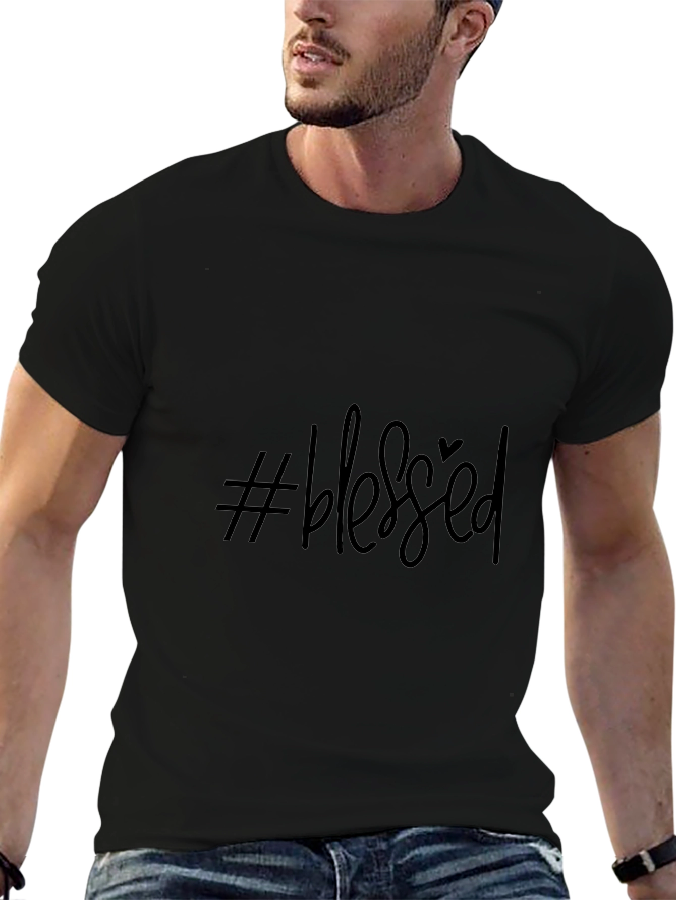 #Blessed Black Graphic T-Shirt