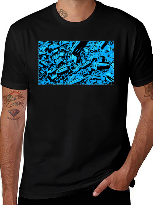 Abstract Tech Print Black T-Shirt