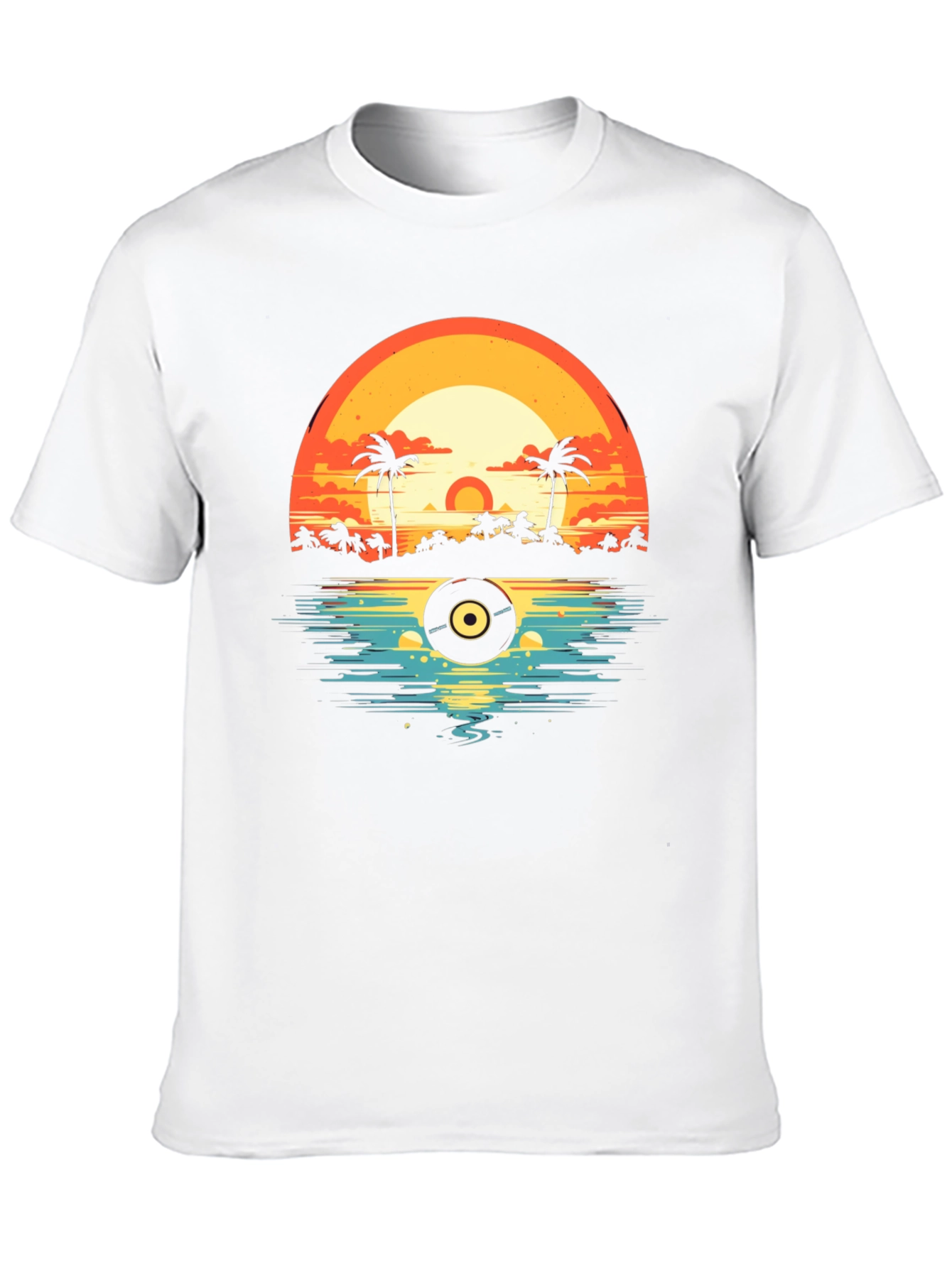 Sunset Vinyl Record Beach T-Shirt