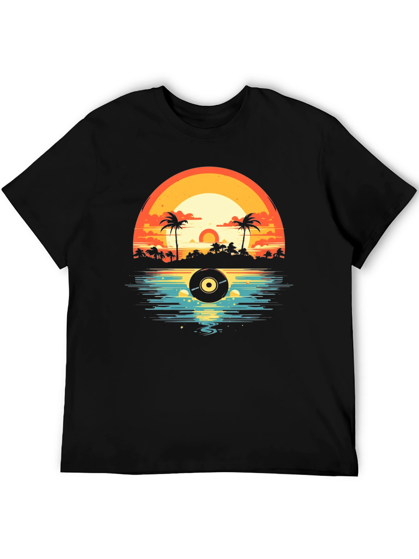Sunset Vinyl Record Beach T-Shirt