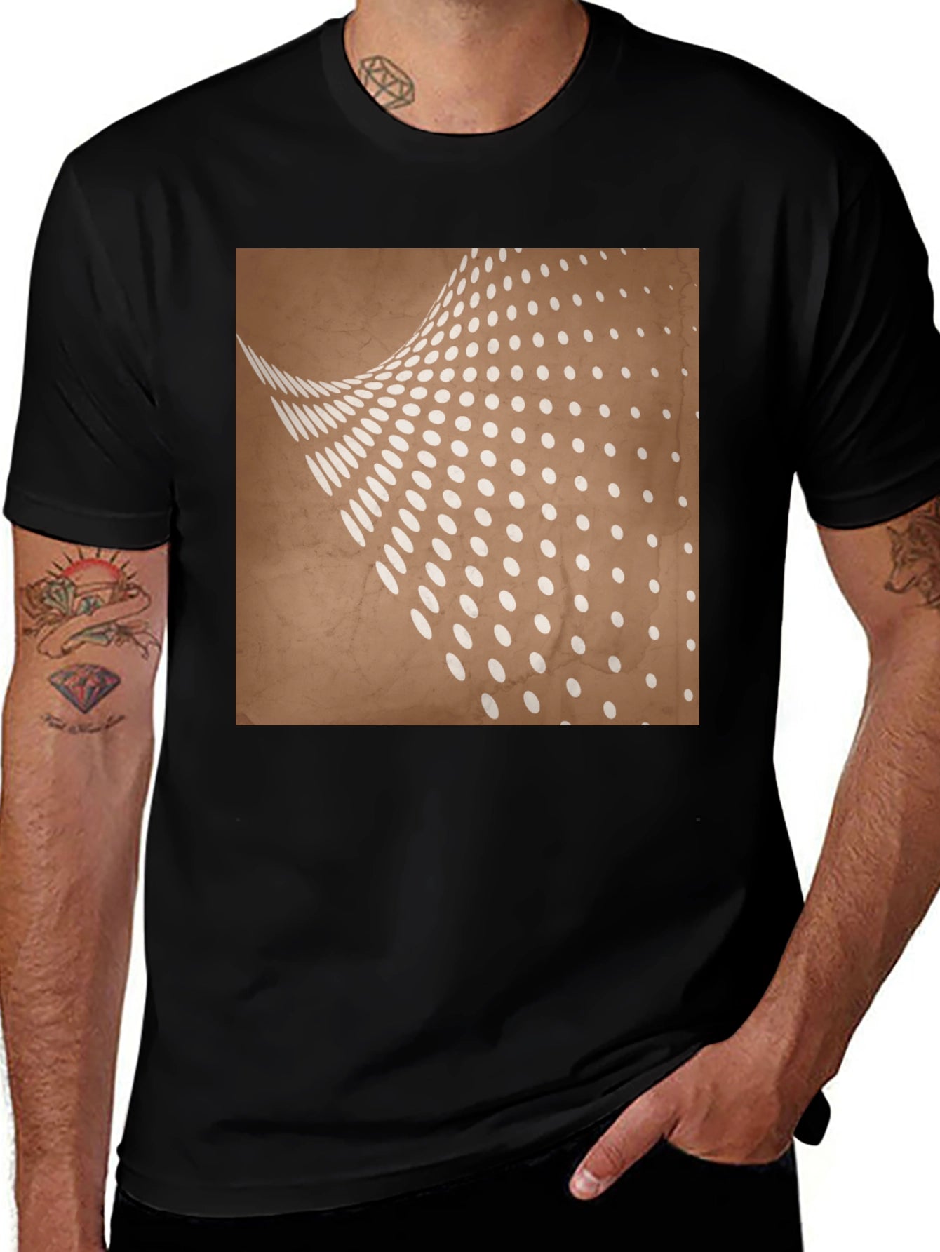 Abstract Dot Pattern Graphic Tee - Trendy Casual Wear