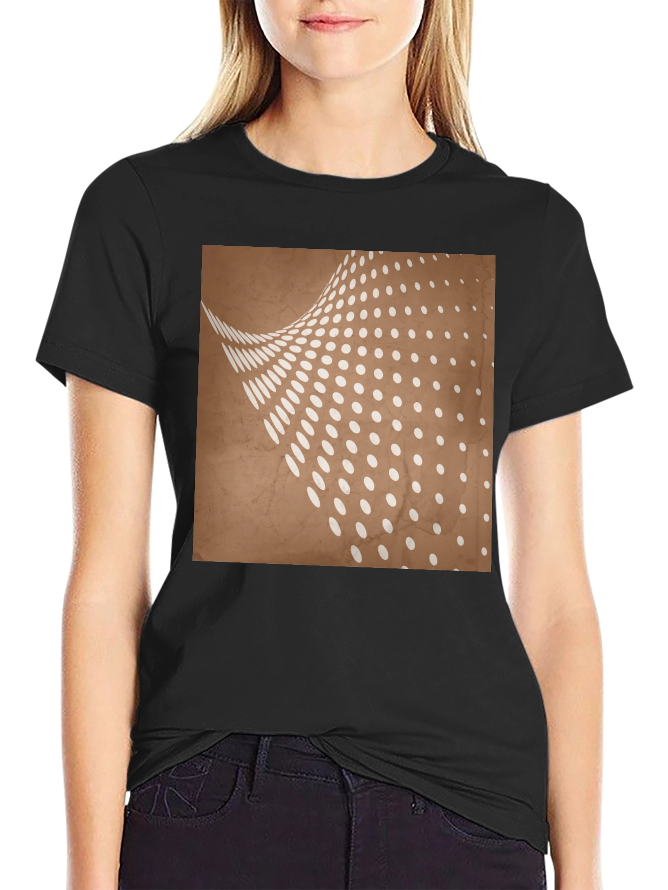 Abstract Dot Pattern Graphic Tee - Trendy Casual Wear
