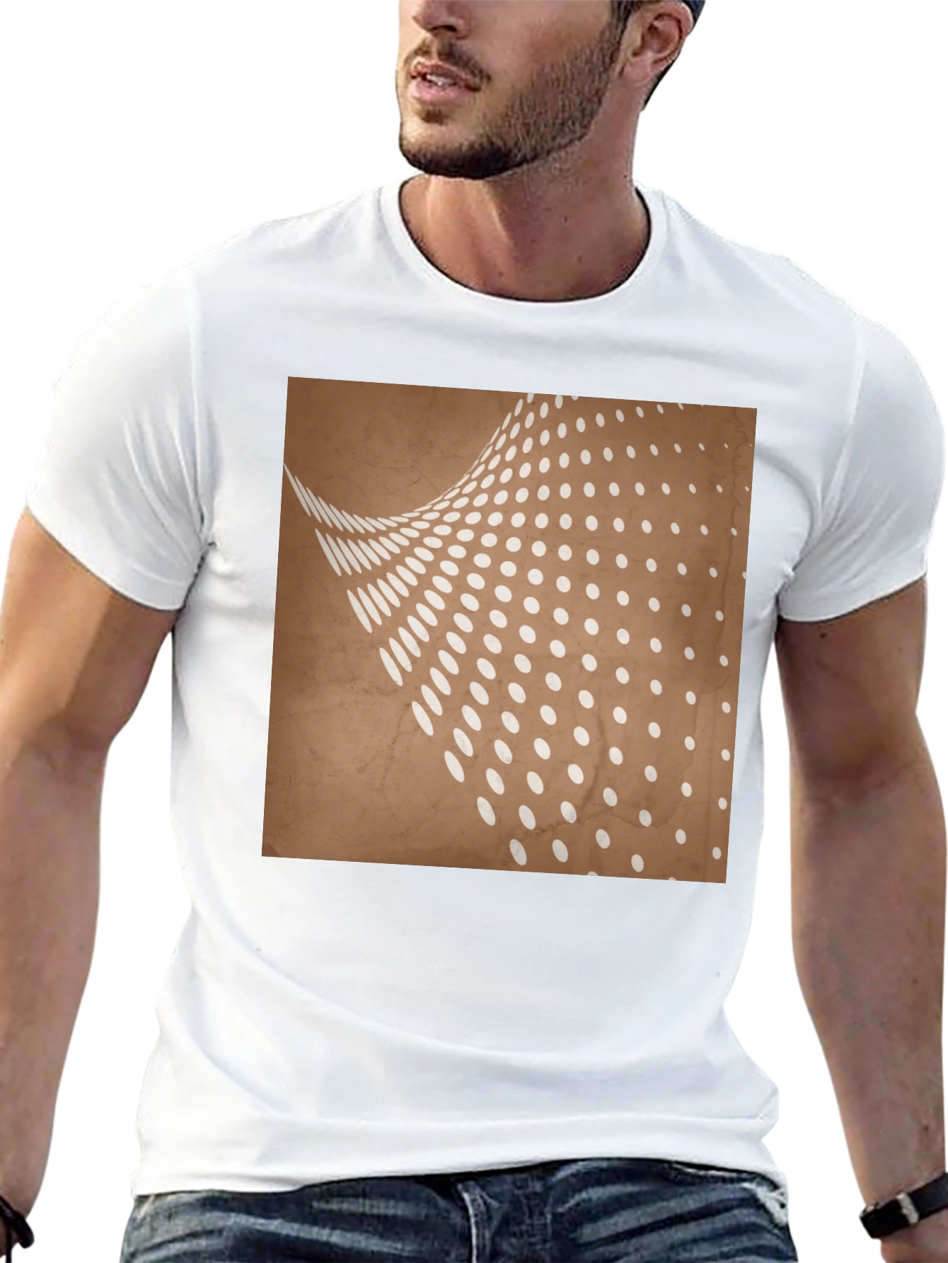 Abstract Dot Pattern Graphic Tee - Trendy Casual Wear