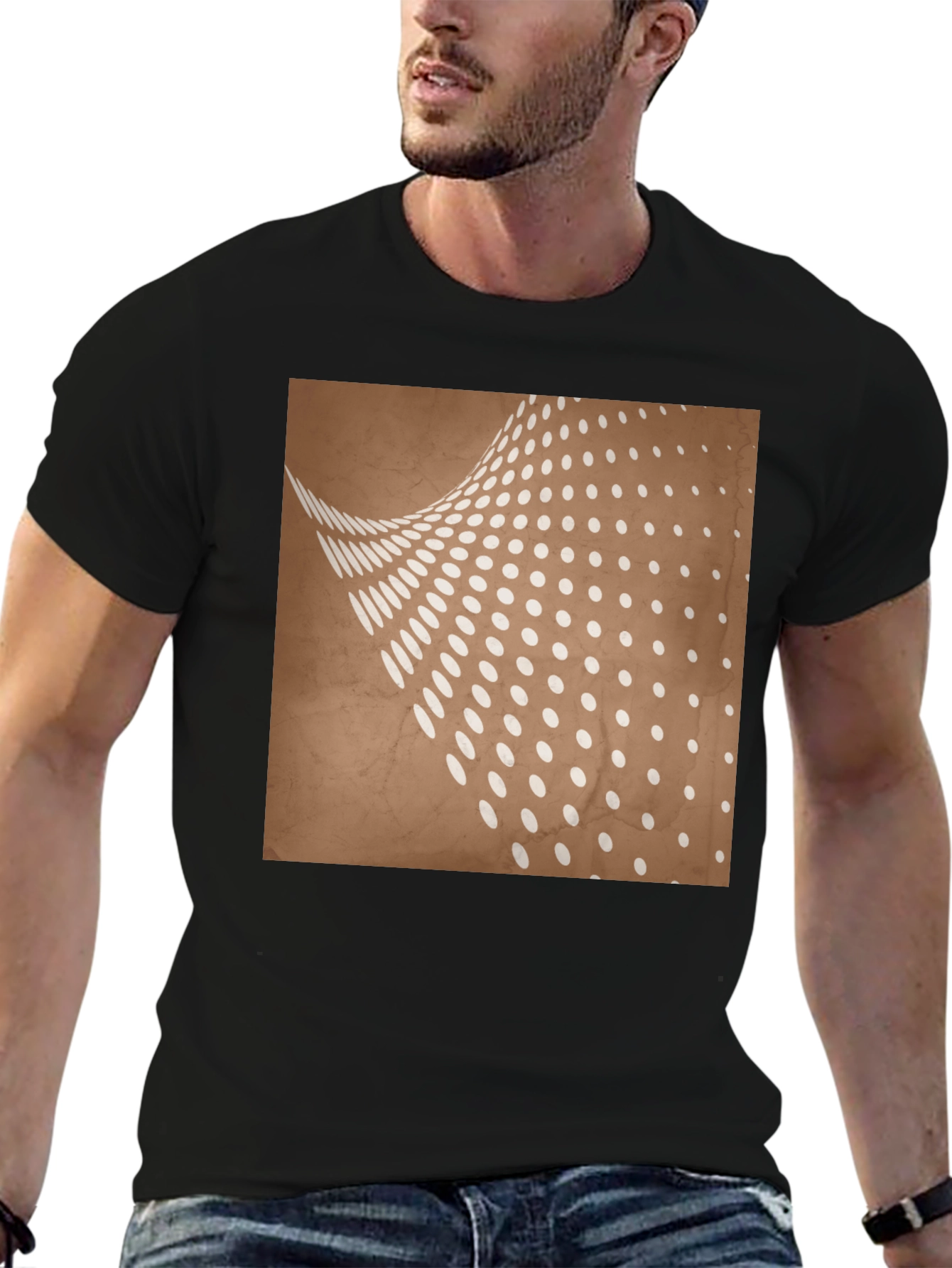Abstract Dot Pattern Graphic Tee - Trendy Casual Wear