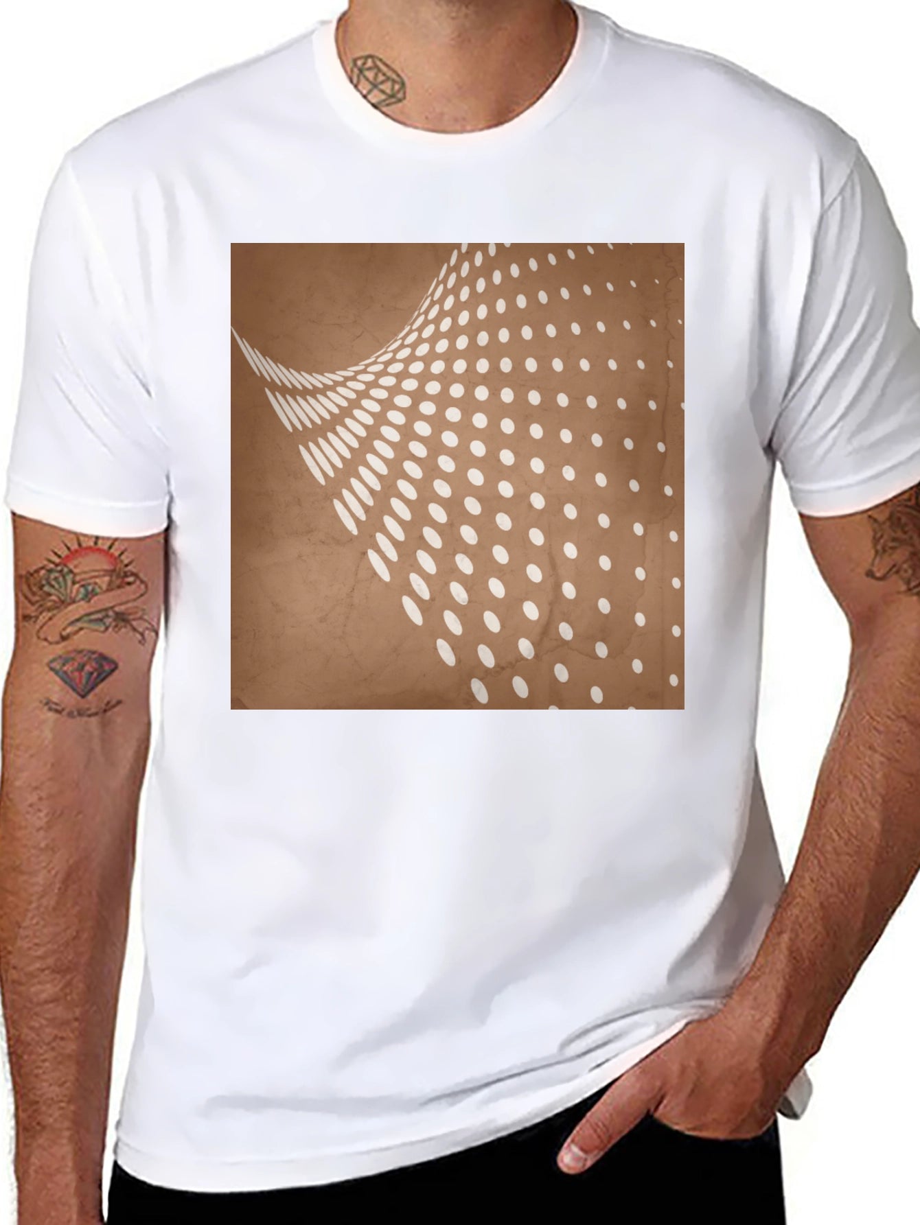 Abstract Dot Pattern Graphic Tee - Trendy Casual Wear