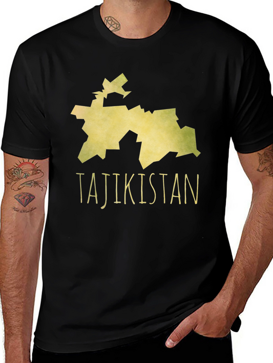 Tajikistan Map T-Shirt - Black Cotton Tee