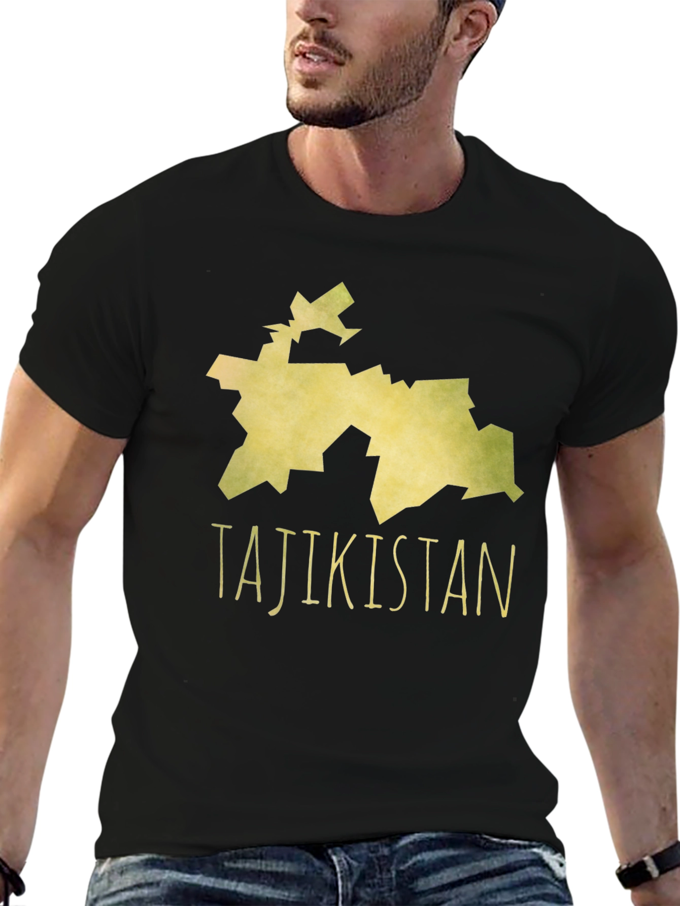 Tajikistan Map T-Shirt - Black Cotton Tee