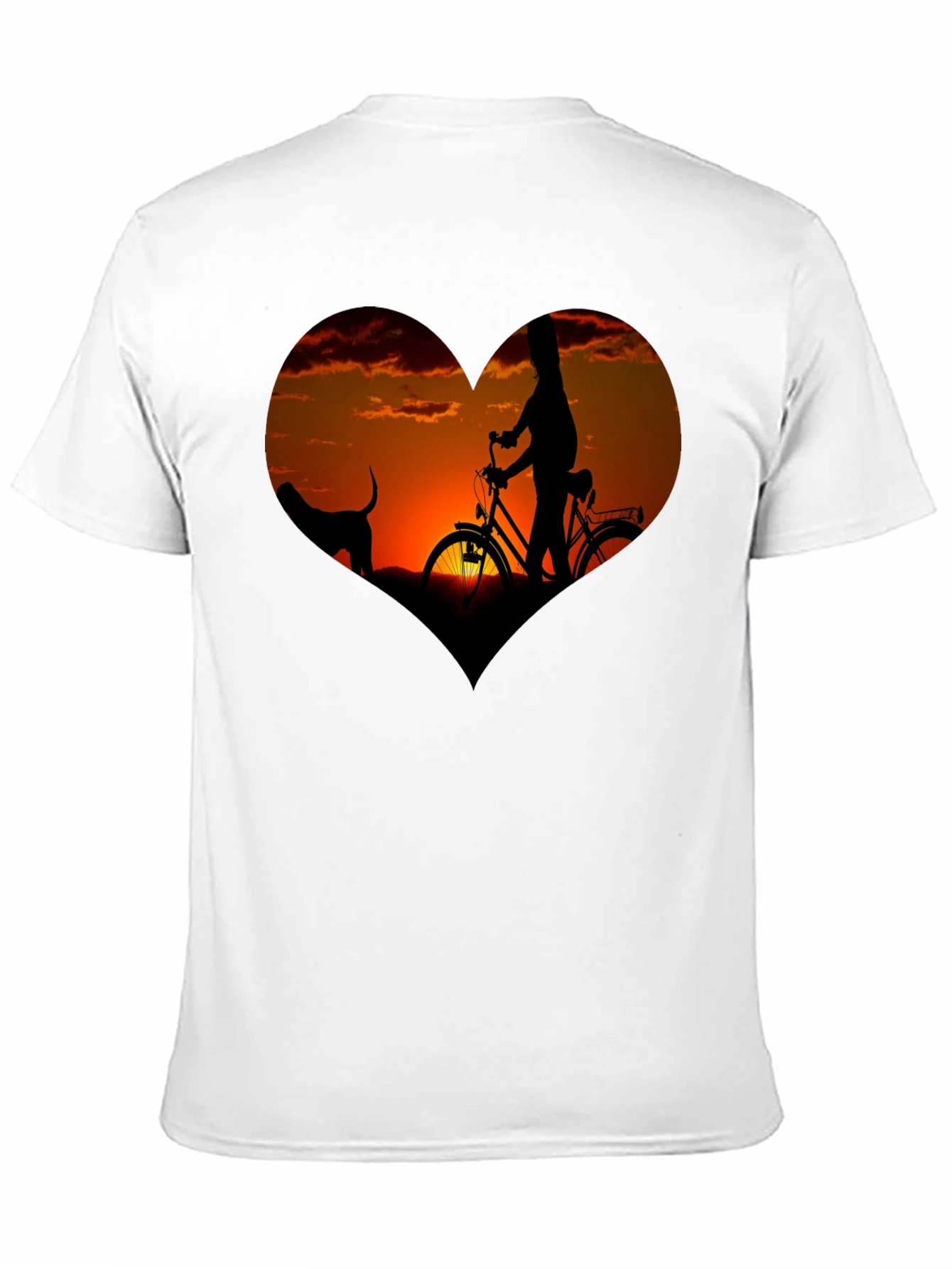 Sunset Heart Graphic T-Shirt - Biking & Dog