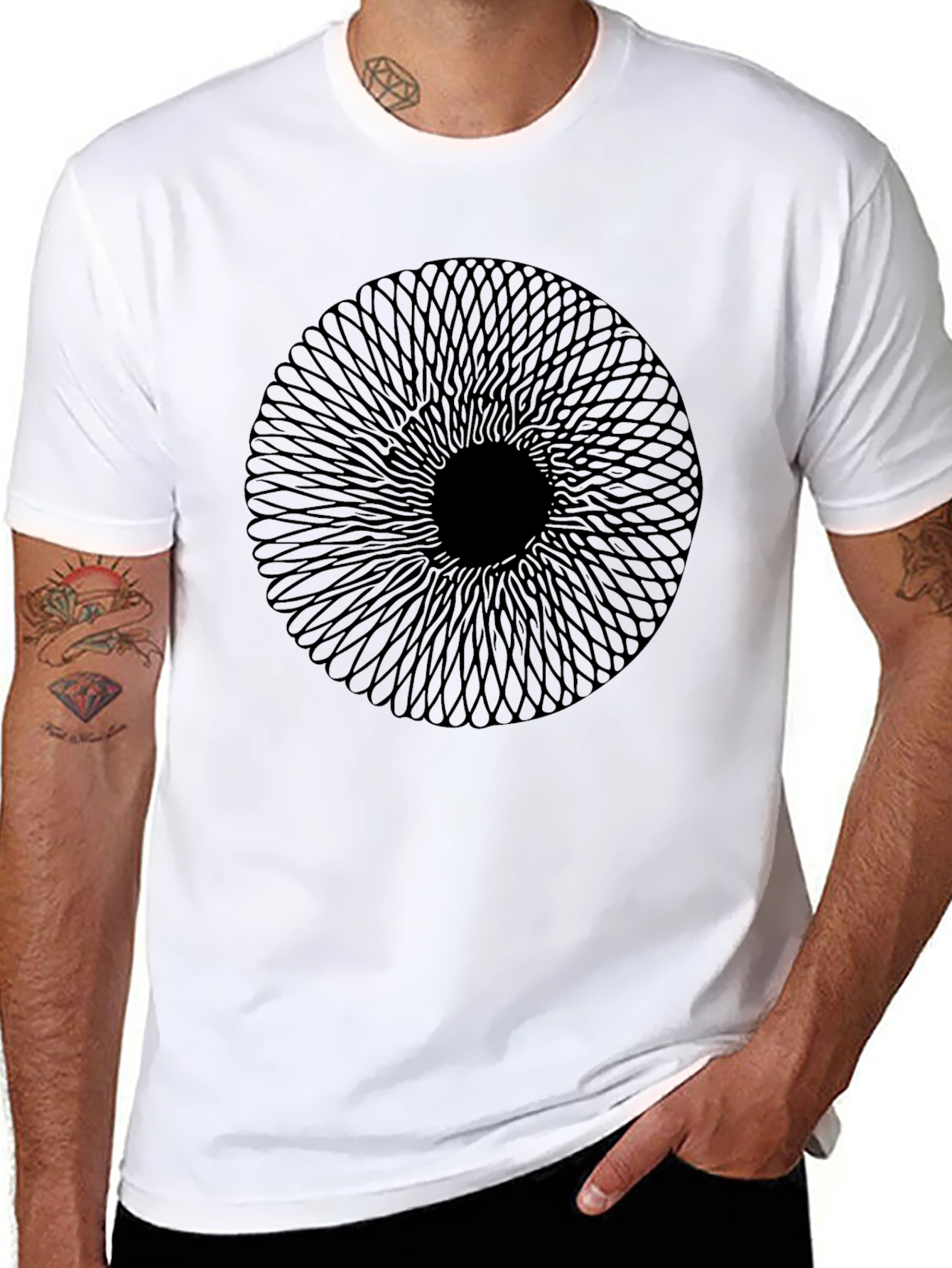 Abstract Circle Graphic Black T-Shirt