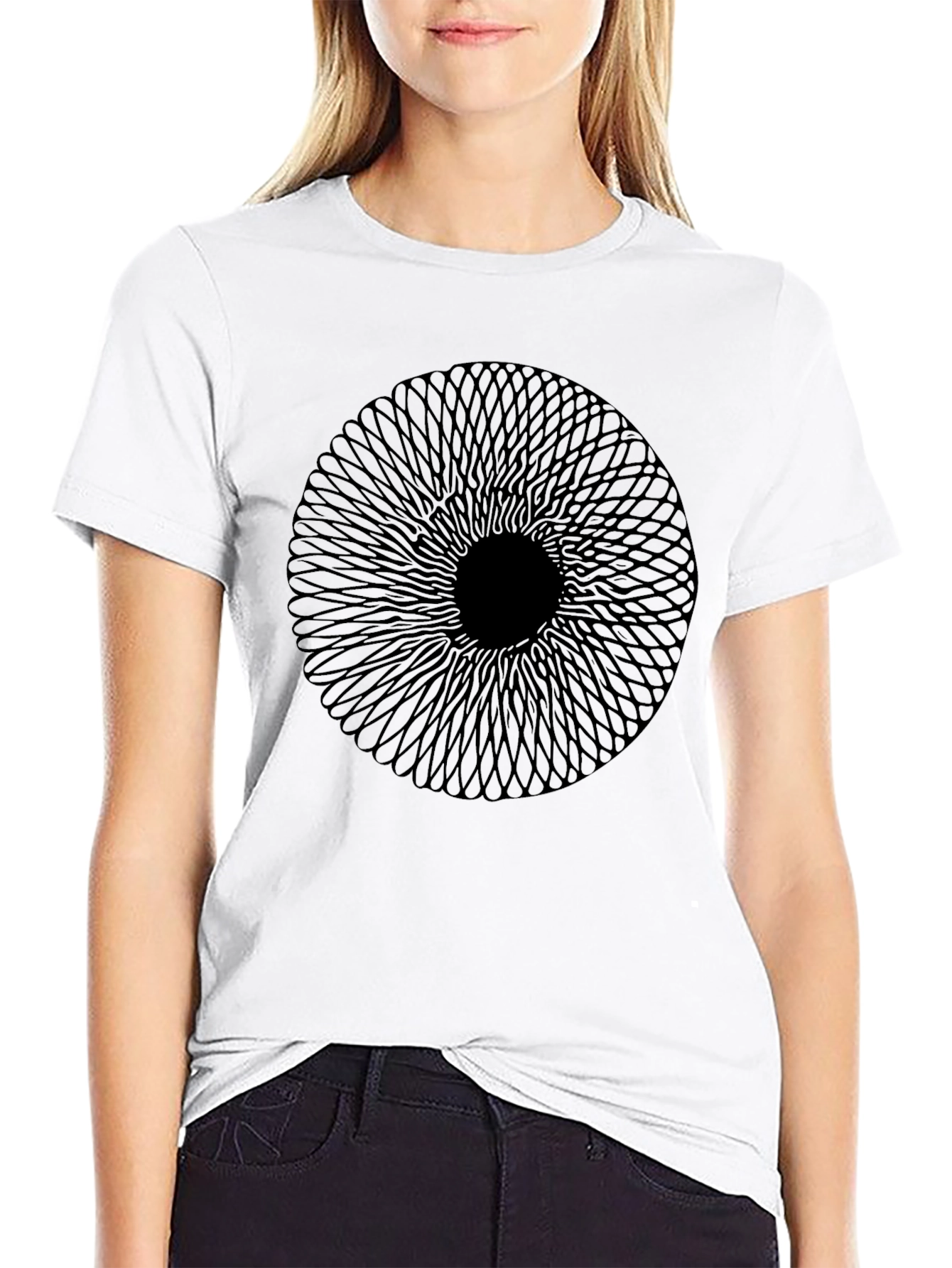 Abstract Circle Graphic Black T-Shirt