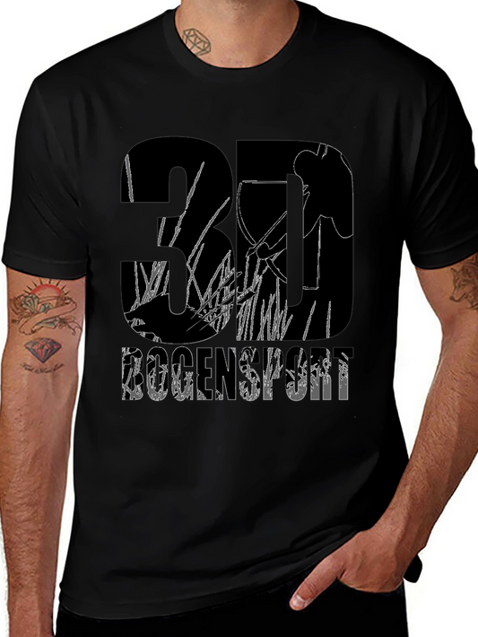 3D Bogensport Black T-Shirt - Archery Sport Tee