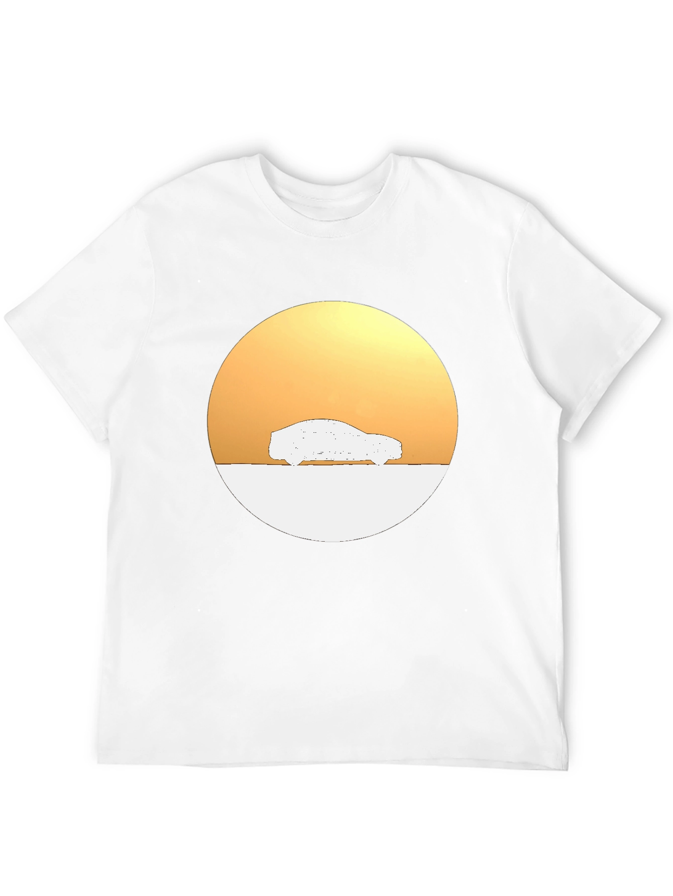 Sunset Car Graphic Tee - Stylish Black Cotton T-Shirt