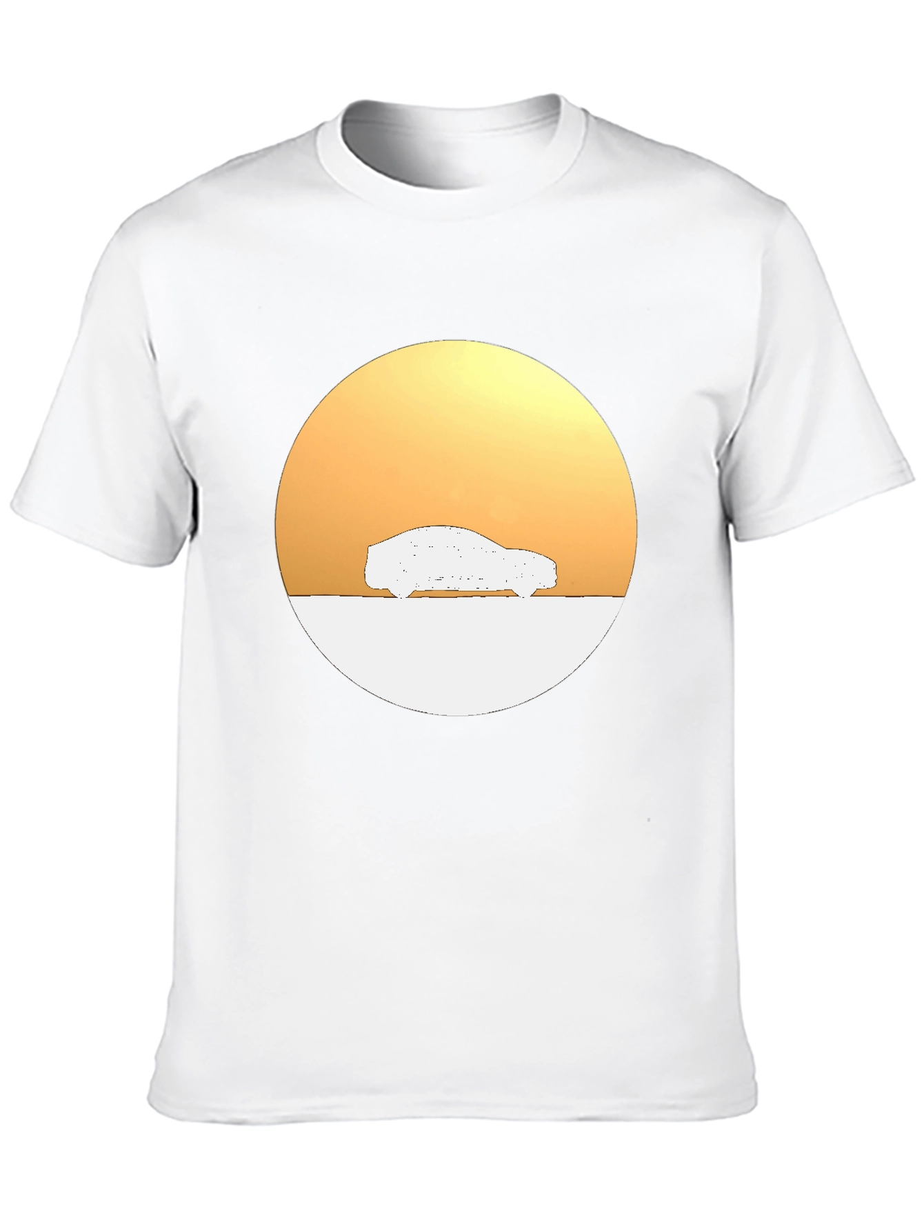 Sunset Car Graphic Tee - Stylish Black Cotton T-Shirt