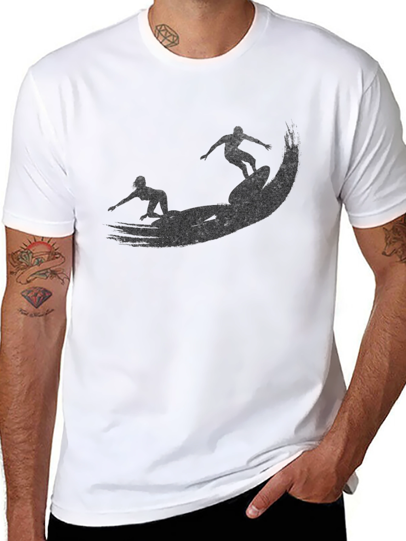 Surfer Silhouette Black T-Shirt