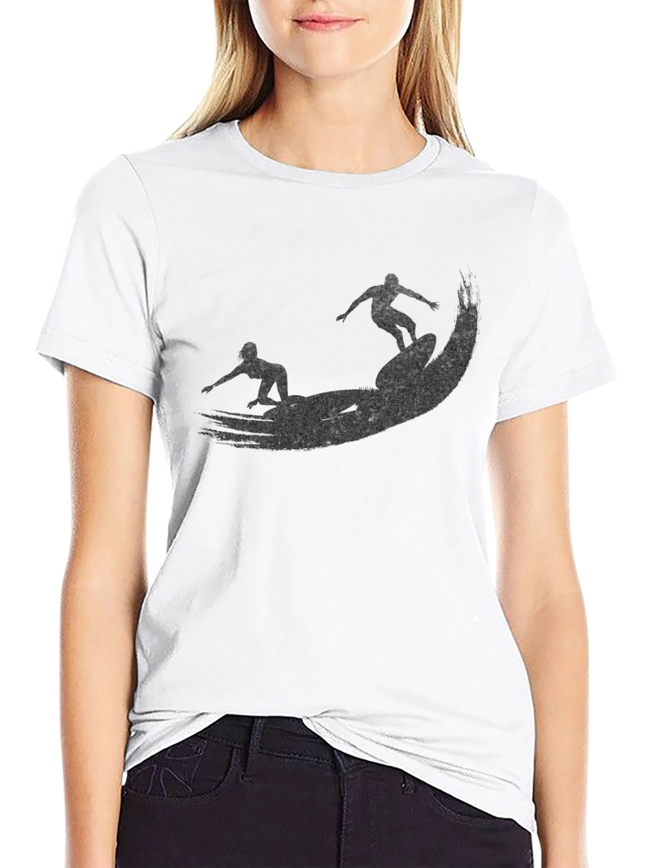 Surfer Silhouette Black T-Shirt