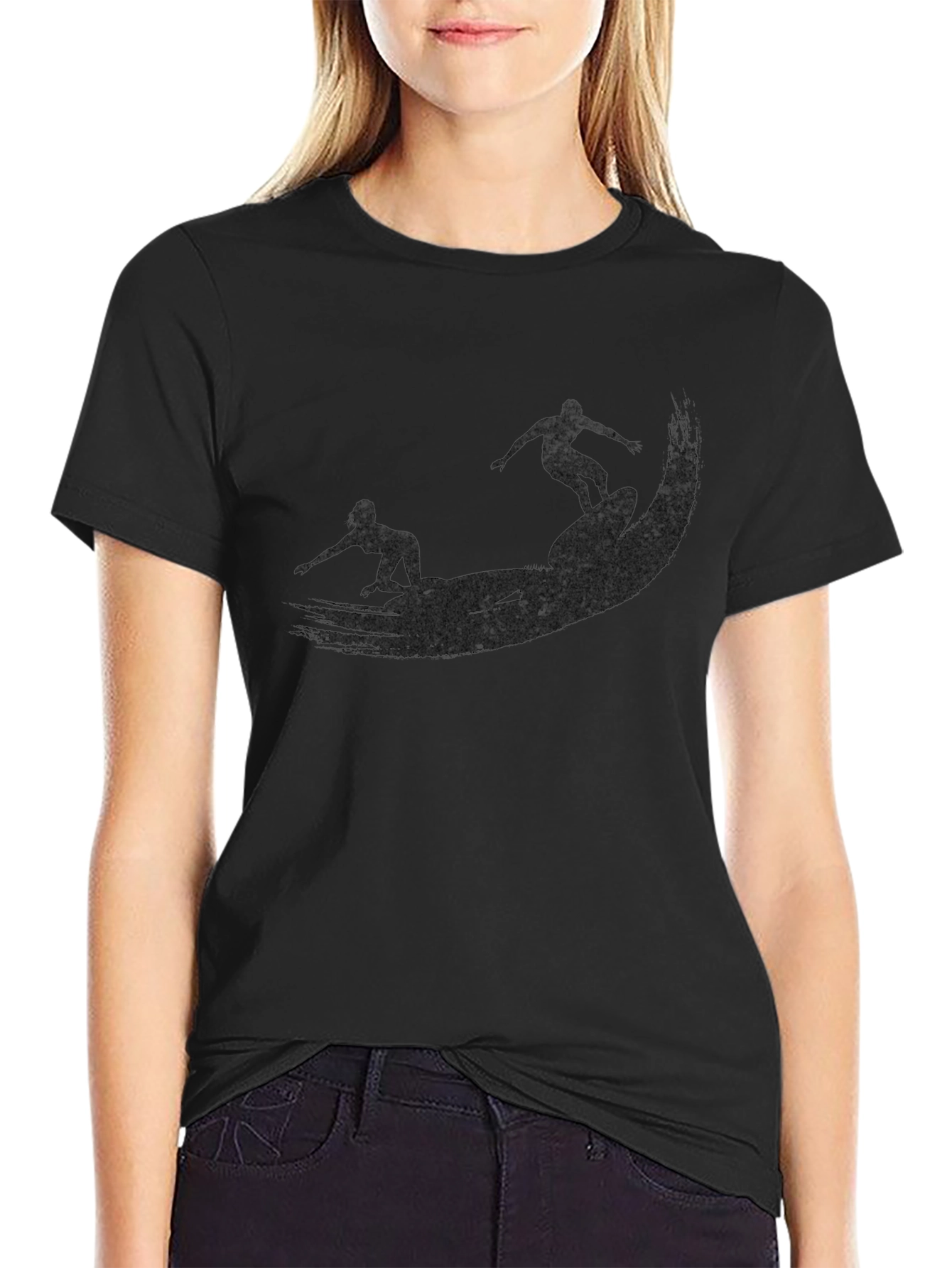 Surfer Silhouette Black T-Shirt