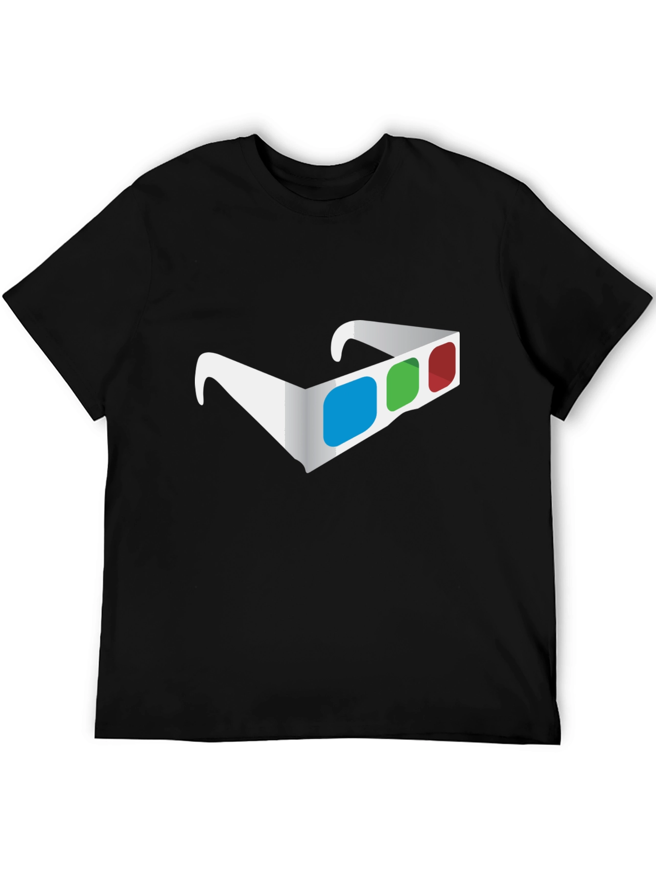 3D Glasses Graphic Tee - Stylish Mens Black T-Shirt