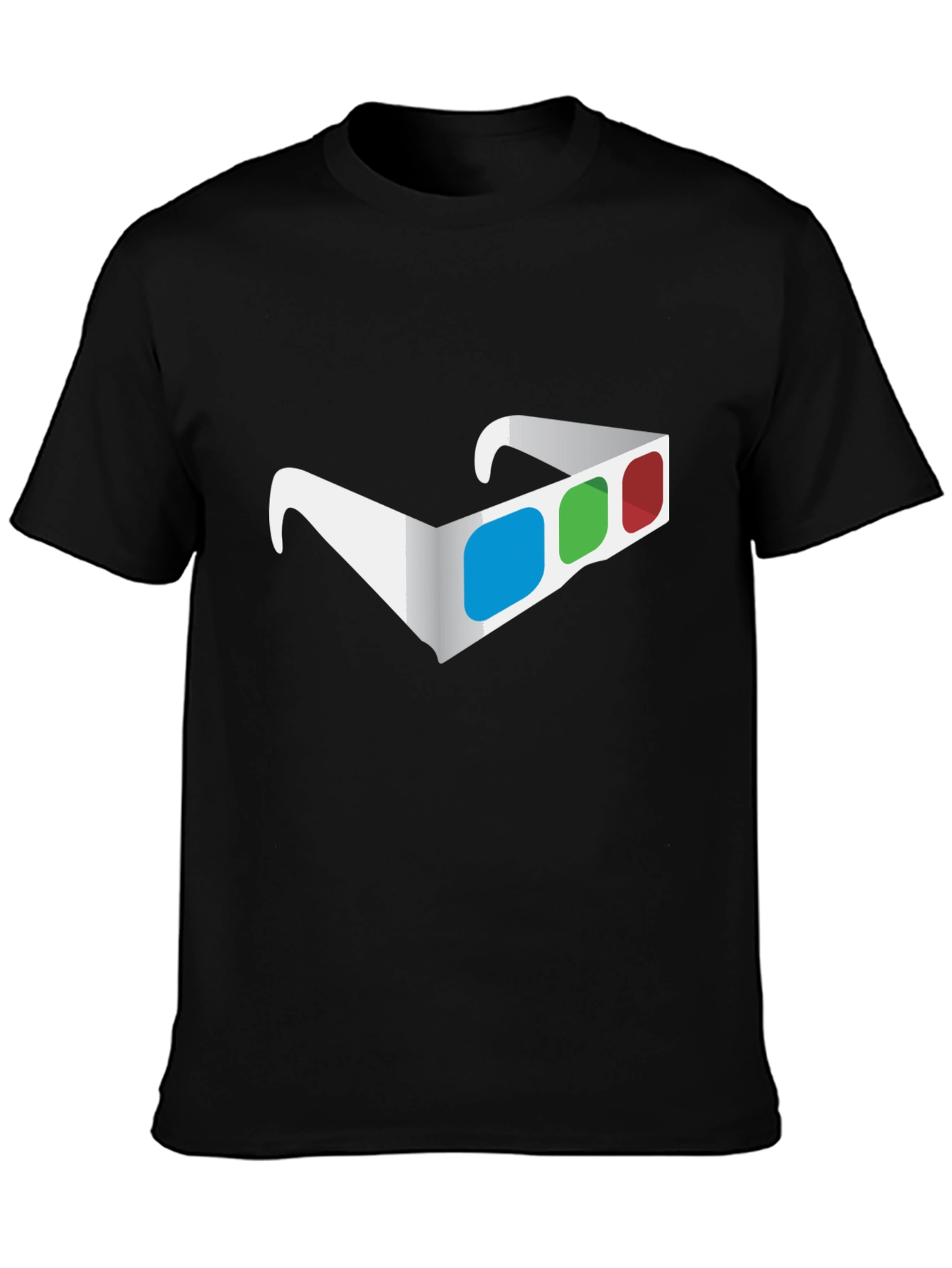 3D Glasses Graphic Tee - Stylish Mens Black T-Shirt