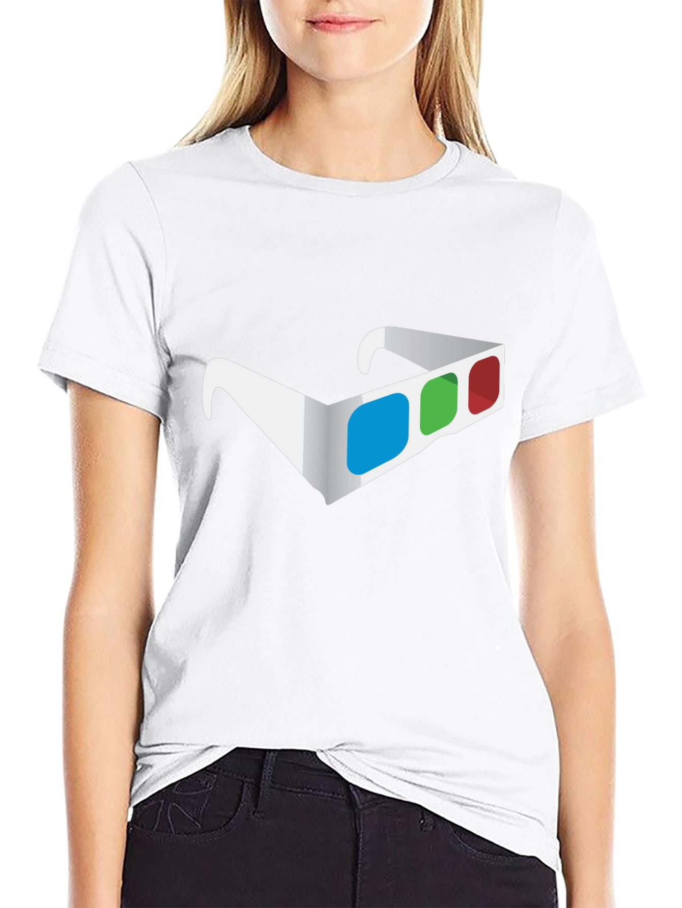 3D Glasses Graphic Tee - Stylish Mens Black T-Shirt