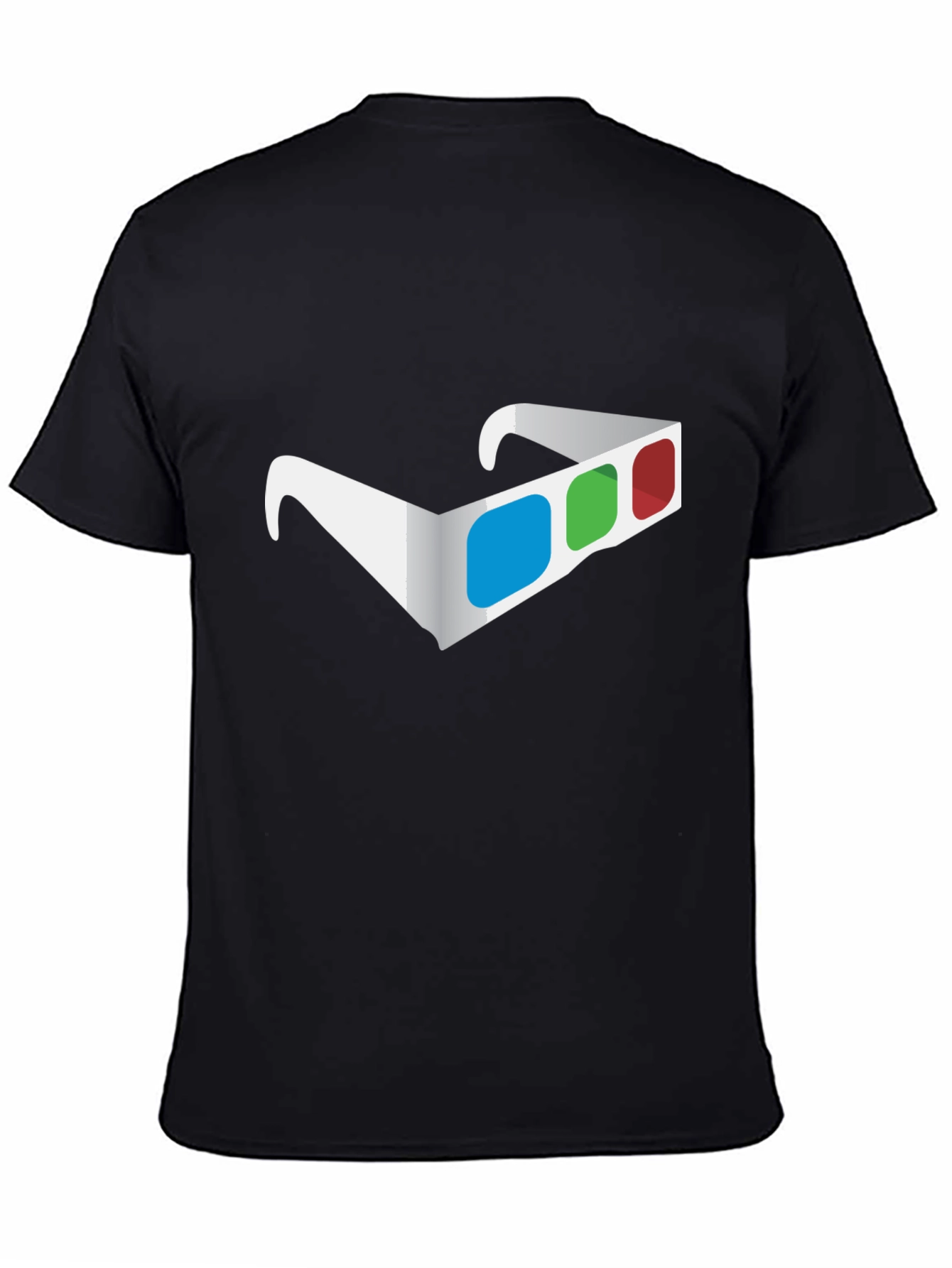 3D Glasses Graphic Tee - Stylish Mens Black T-Shirt