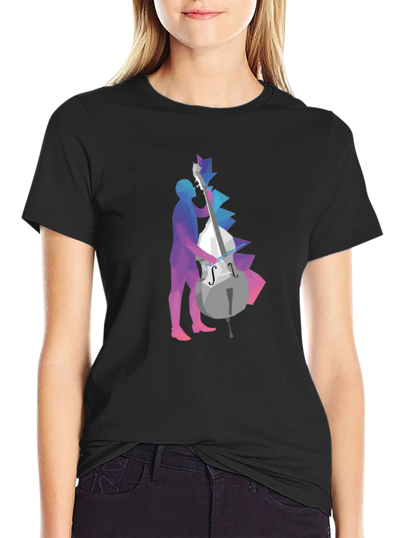 Abstract Geometric Bass Player Graphic Tee