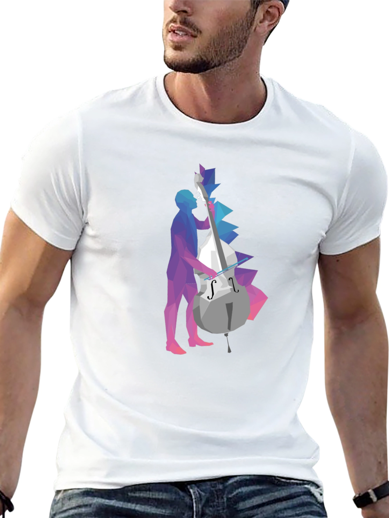 Abstract Geometric Bass Player Graphic Tee