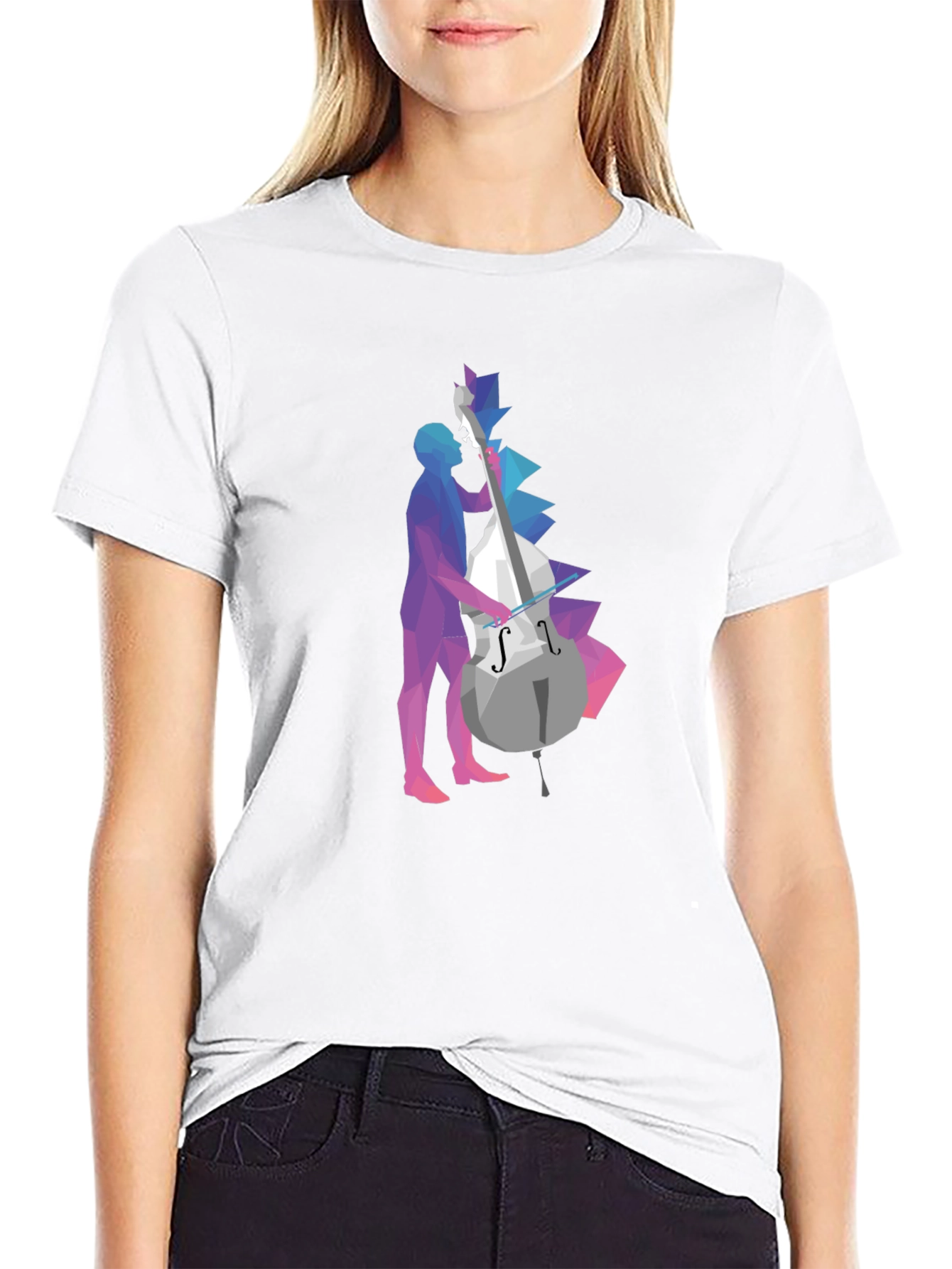 Abstract Geometric Bass Player Graphic Tee