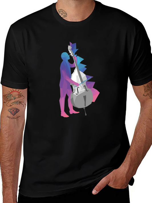 Abstract Geometric Bass Player Graphic Tee