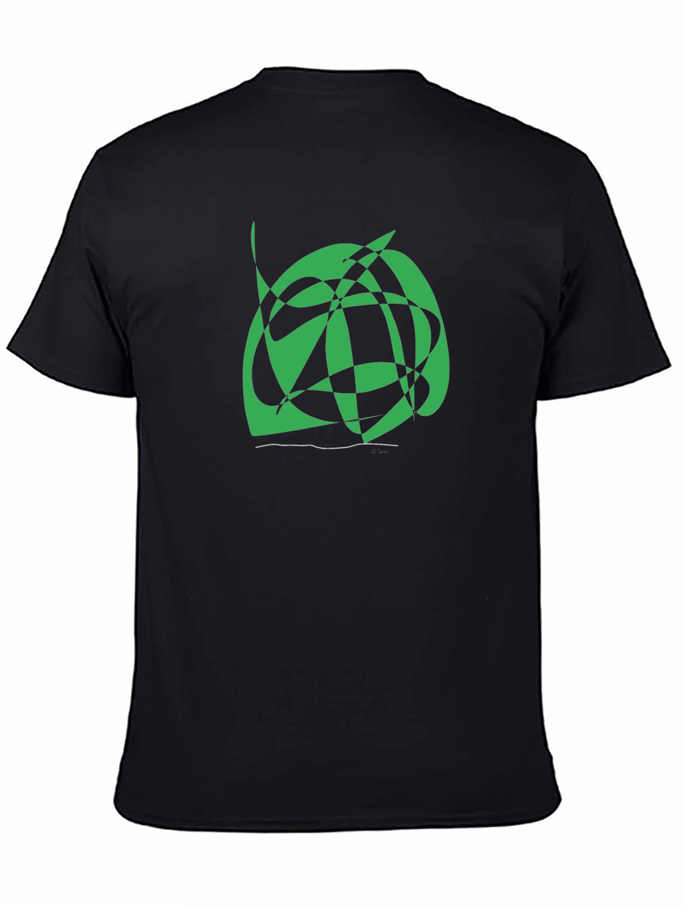 Abstract Green Graphic Print Black Tee